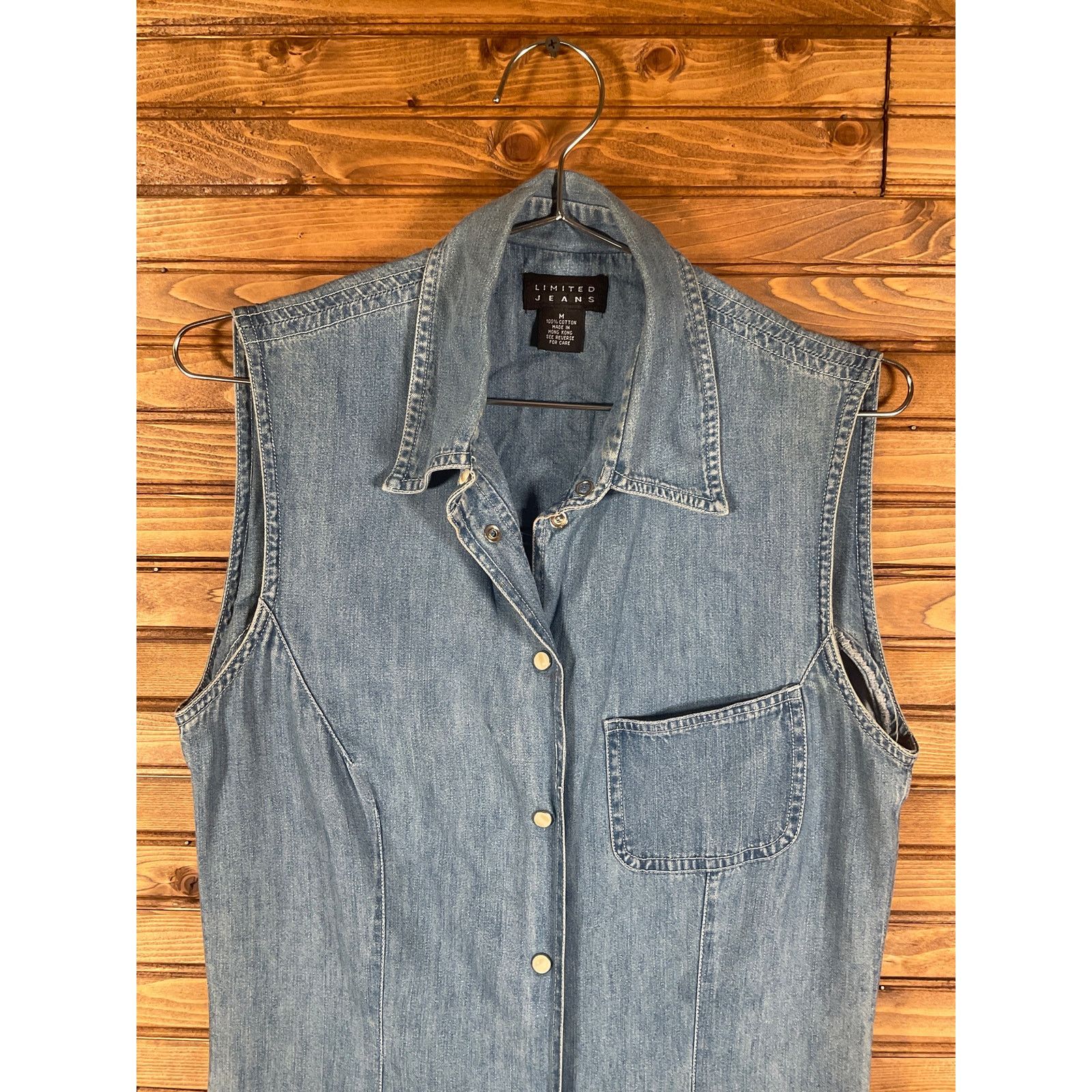 Other Limited Jeans Light Denim Pearl Snap Dress Medium Vintage Size M / US 6-8 / IT 42-44 - 2 Thumbnail