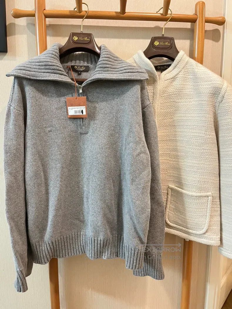 Loro Piana Loro Piana Grey Lapel Baby Cashmere Sweater Size L / US 10 / IT 46 - 1 Thumbnail