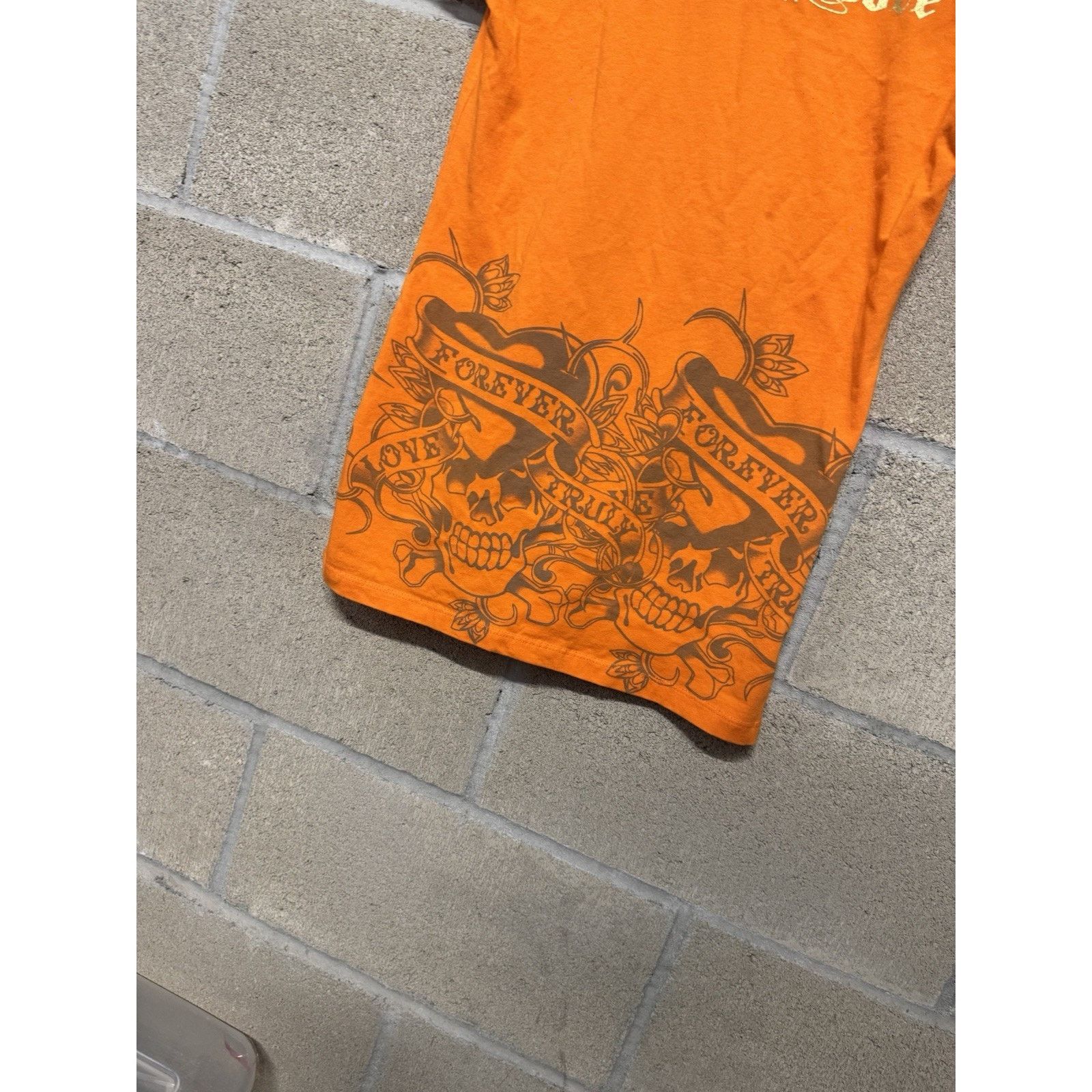 Other Vtg Y2K Skull Rhinestone Studded Polo Dress Orange Medium Size M / US 6-8 / IT 42-44 - 3 Thumbnail
