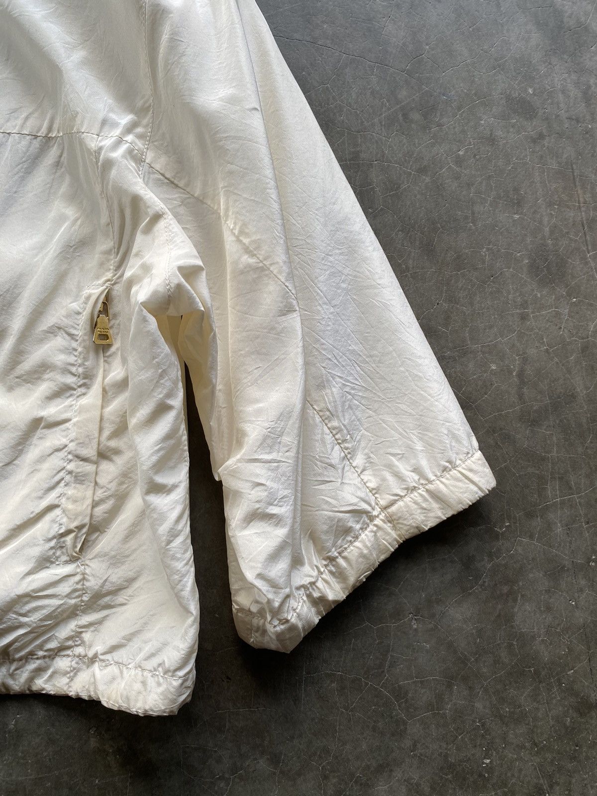 Prada Prada Ivory Silk Blend Bomber Jacket Hoodie Gold Tone Size XS / US 0-2 / IT 36-38 - 5 Thumbnail
