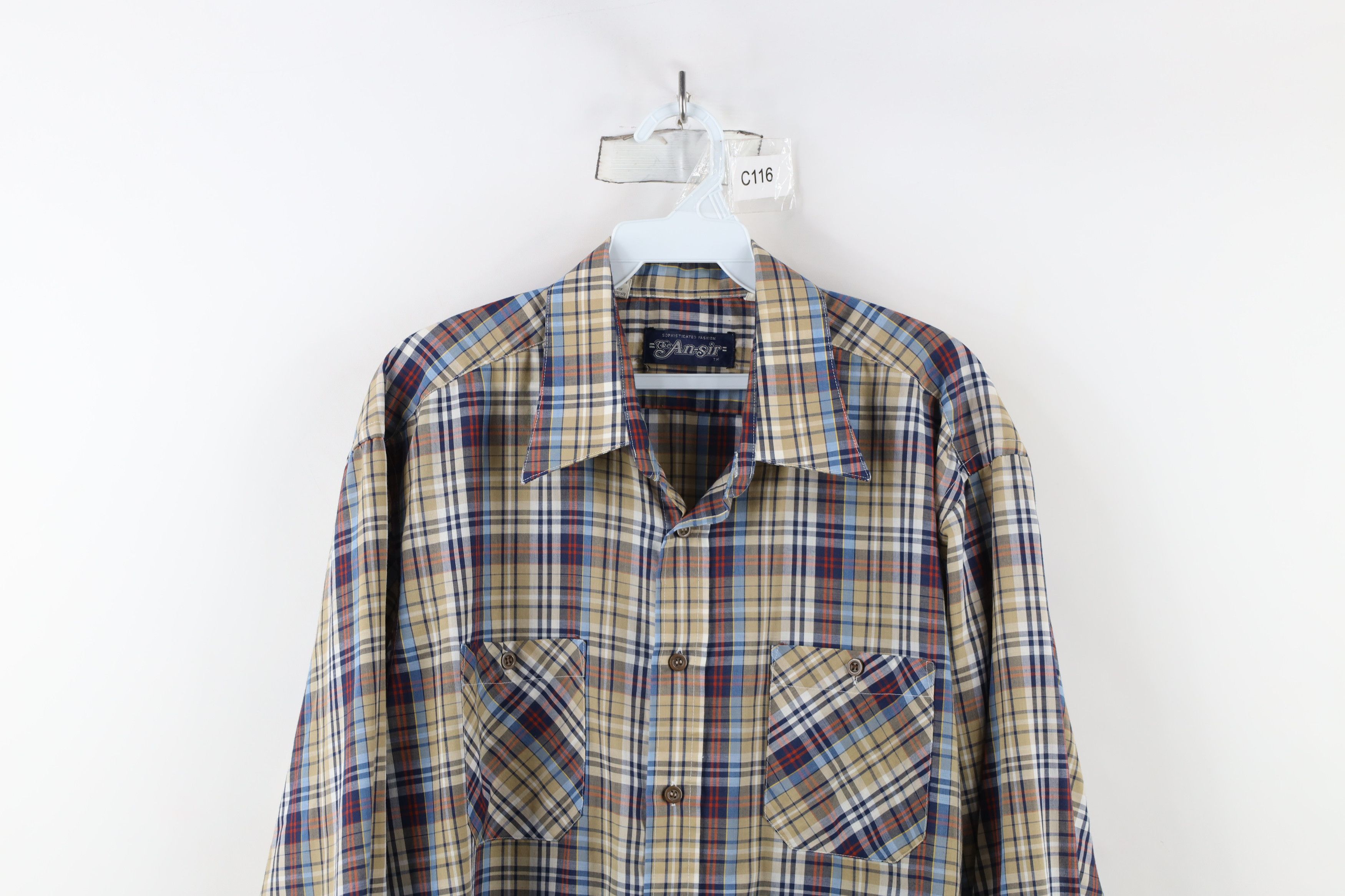 Vintage Vintage 70s Rockabilly Cowboy Collared Button Shirt Plaid Size US L / EU 52-54 / 3 - 2 Thumbnail