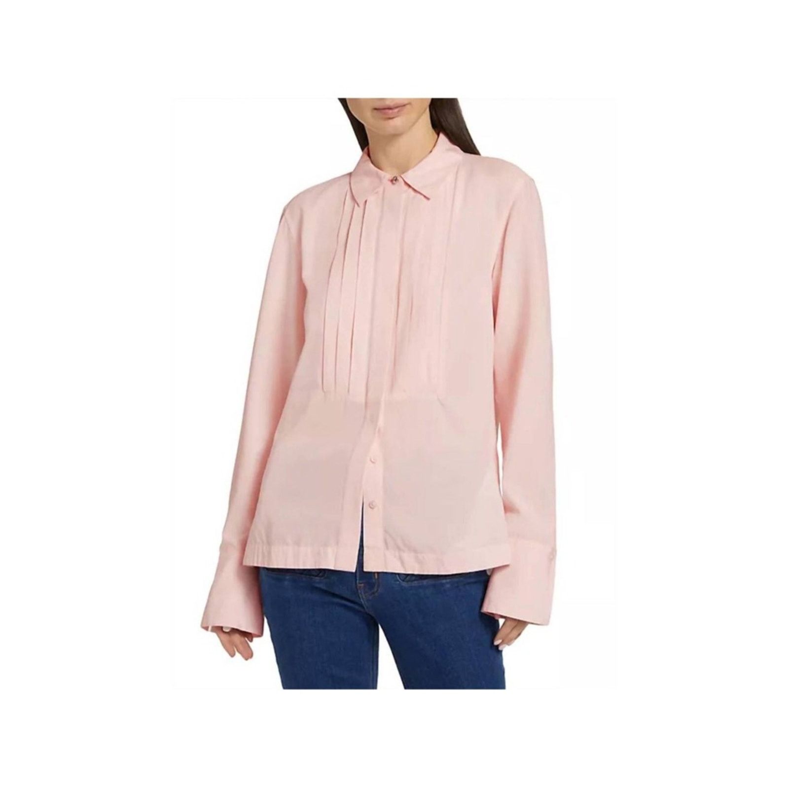 Derek Lam 10 Crosby Derek Lam 10 Crosby Valera Pleated Cotton-Blend Shirt Size M / US 6-8 / IT 42-44 - 3 Thumbnail