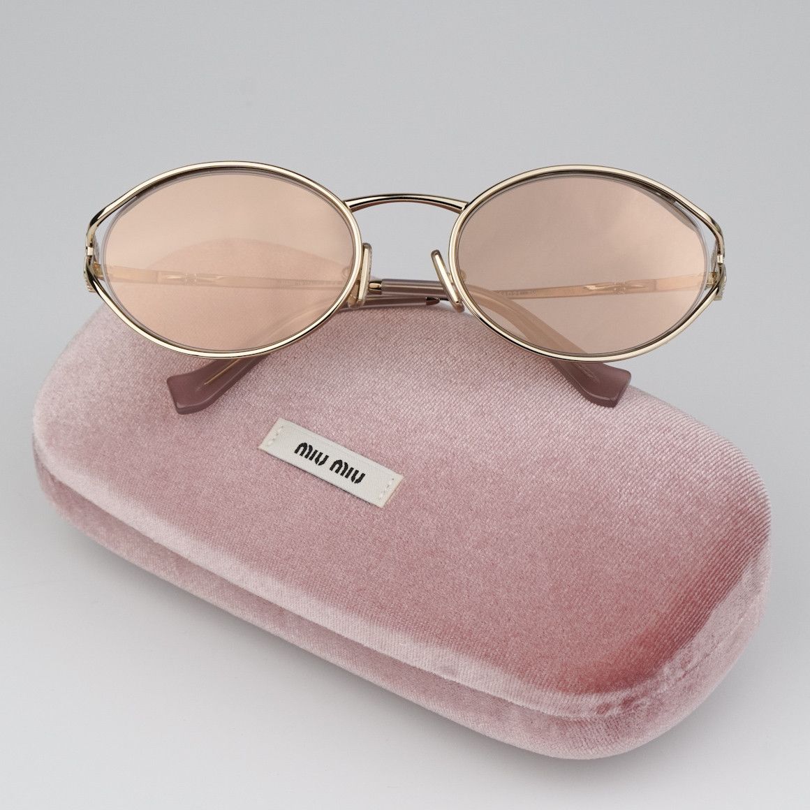 Miu Miu NEW Miu Miu MU52YS ZVN20F LOGO Oval Unisex Sunglasses Size ONE SIZE - 2 Thumbnail