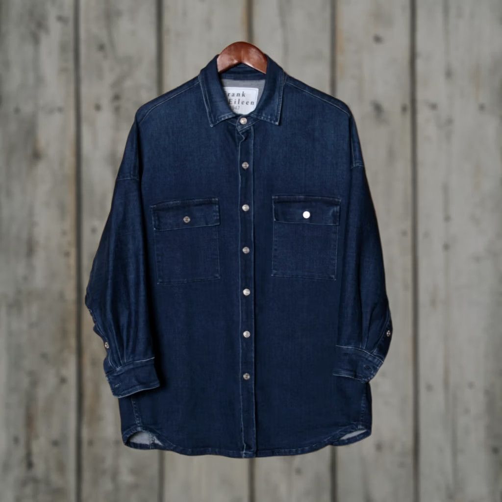 Frank & Eileen FRANK & EILEEN McLoghlins Stretch Denim Oversized Utility Shirt XS/S Blue Women Button-Up 3/4 Sleeve Size XS / US 0-2 / IT 36-38 - 1 Thumbnail