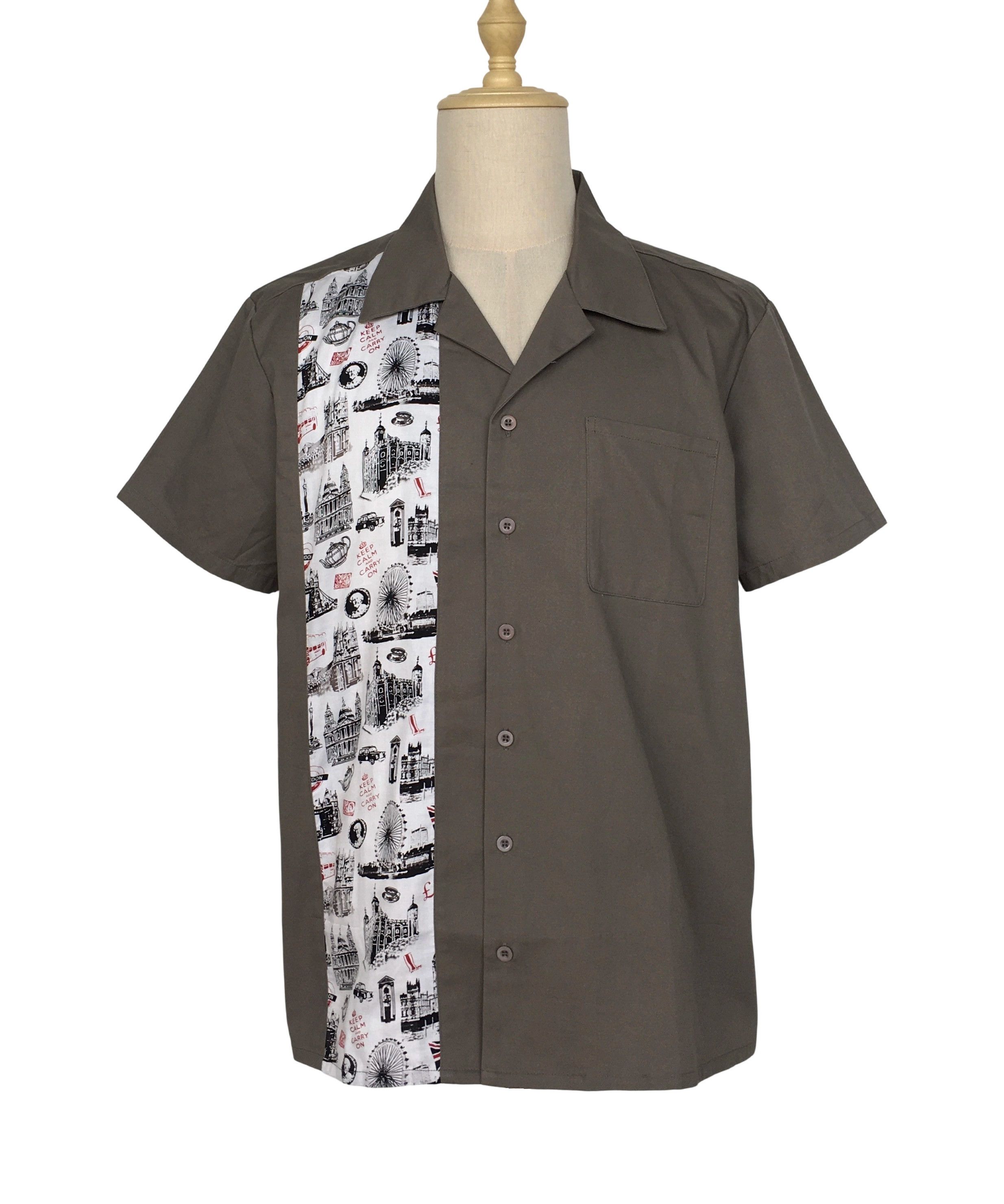 Other Gray Print Men's Shirts Design Vintage Style Size US XXL / EU 58 / 5 - 1 Thumbnail