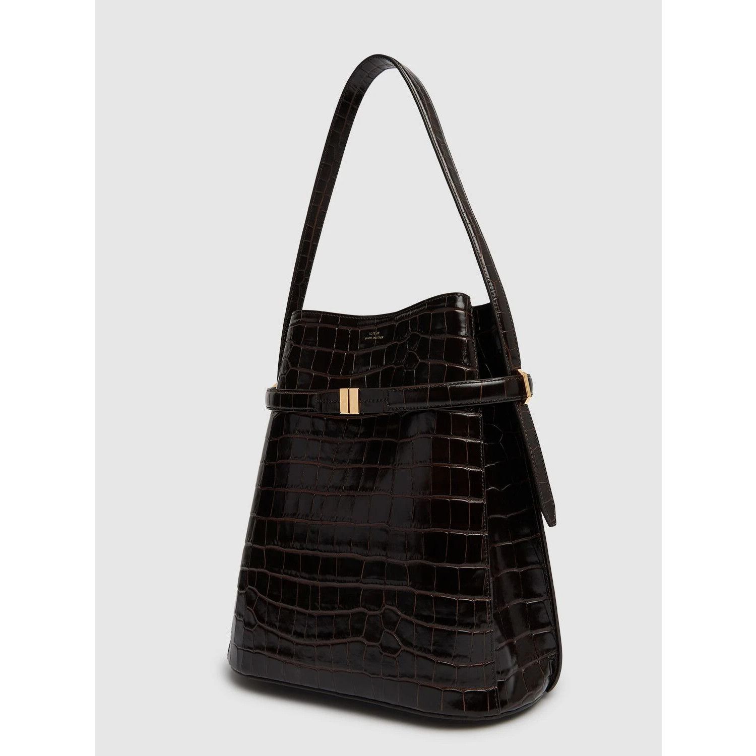 Toteme TOTEME Belted Dark Brown Embossed Leather Bucket Bag New And Size ONE SIZE - 2 Thumbnail