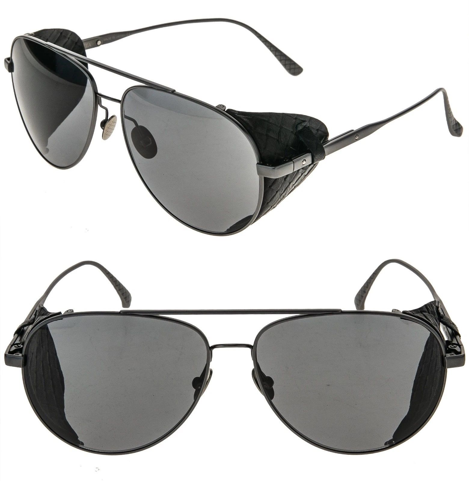 Bottega Veneta BOTTEGA VENETA BV0041S 0041 Titanium Leather Sunglasses Size ONE SIZE - 1 Thumbnail