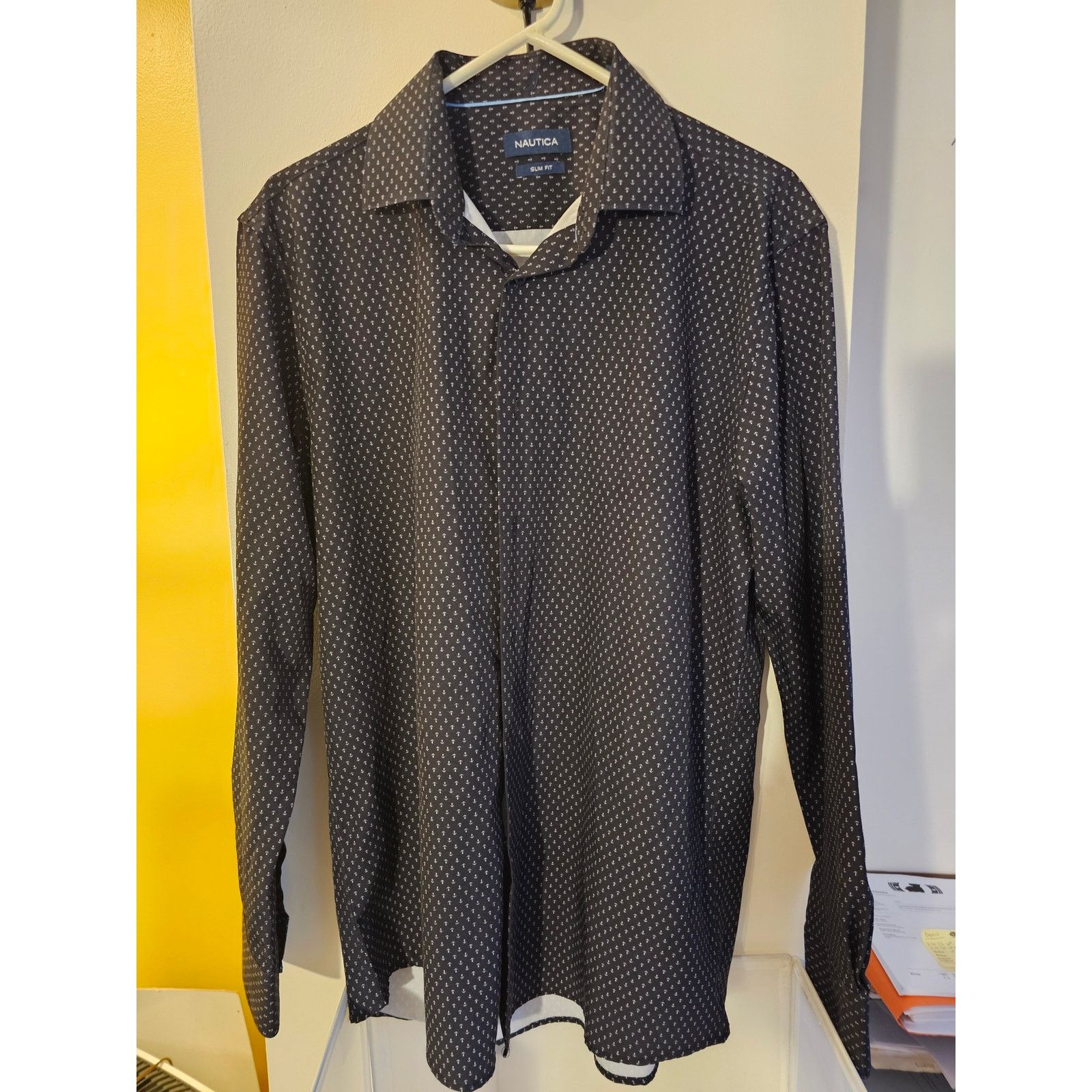 Nautica Nautica - Men's Slim Fit L-Black Long Sleeve Button Up Shirt Size US L / EU 52-54 / 3 - 1 Thumbnail