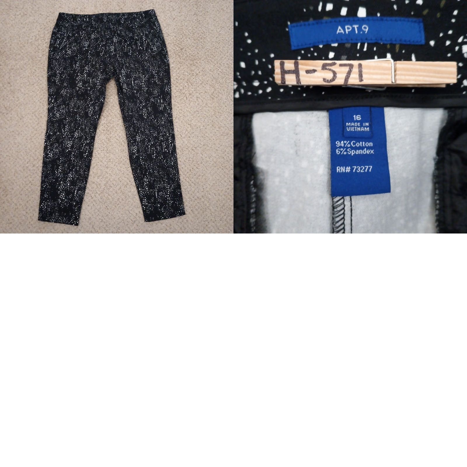 Apt. 9 Apt 9 Pants Womens 16 Black Geometric Straight Leg Cotton Blend Ankle Size 16 Regular Inseam 27 Womens Size 38" / US 16 / IT 52 - 8 Thumbnail