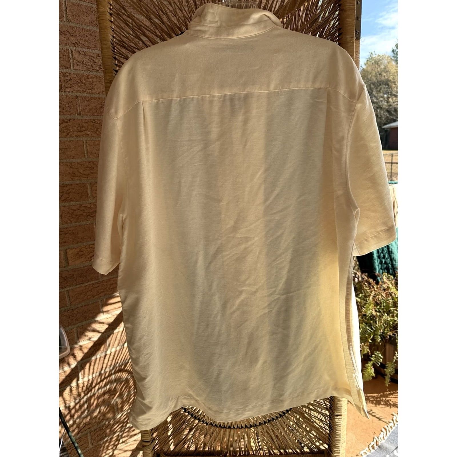 Vintage Caribbean Shirt Mens XL Ivory Hawaiian Button-Up Short Sleeve Casual Solid Size US XL / EU 56 / 4 - 5 Thumbnail