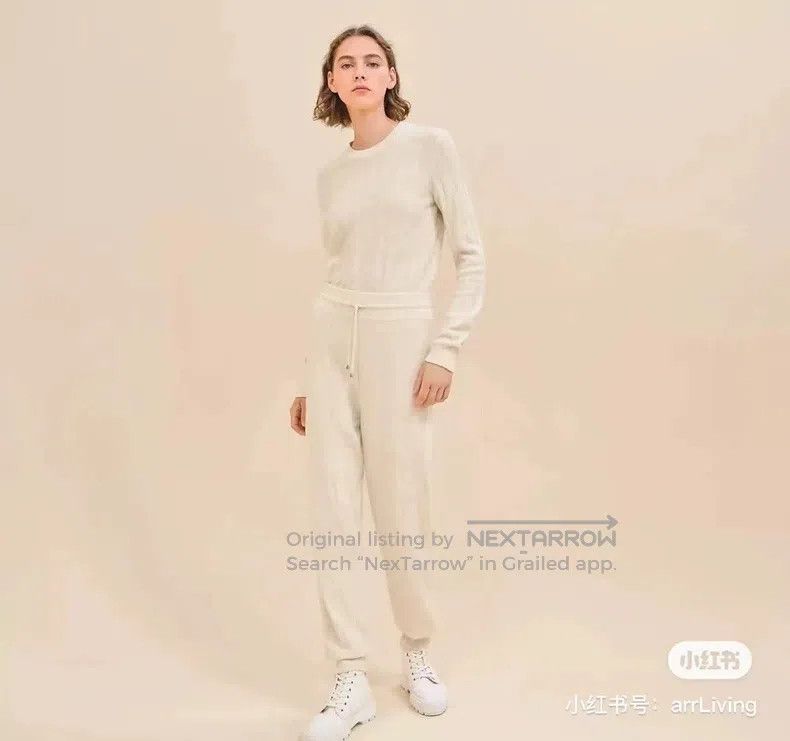 Hermes Hermes White Printed Wool Knit Trousers with Subtle Patter Size 24" / US 00 / IT 34 - 6 Thumbnail