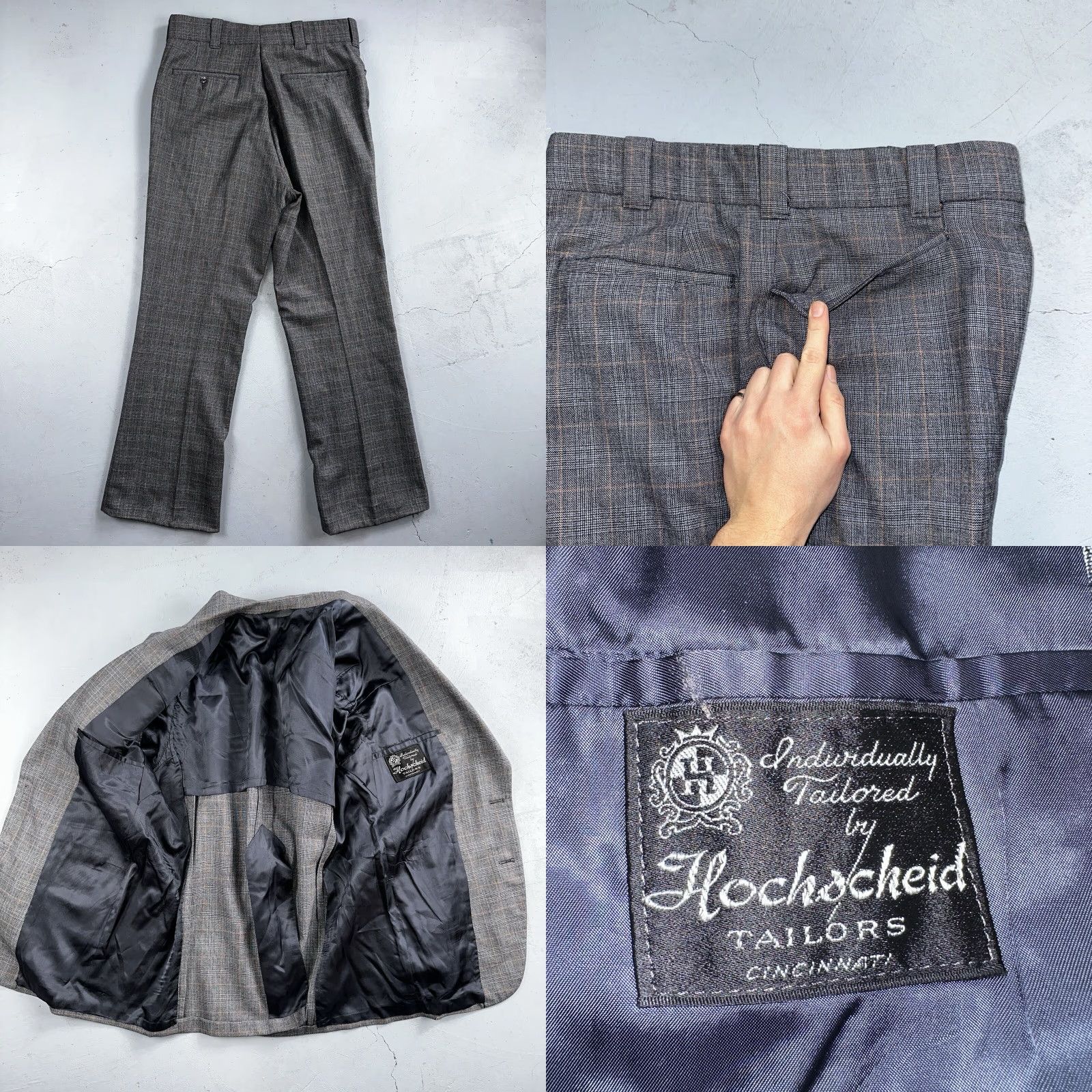 Vintage VTG Hochscheid Mens 3 PC Suit Jacket Coat Pants Vest Plaid Rockabilly 70s 1970s Brown Size 40 31x30 Mens Size 40R - 11 Thumbnail