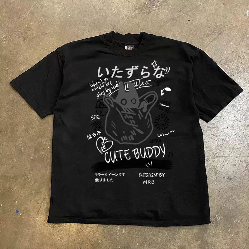 Japanese Brand × Vintage Street Short Sleeve T-Shirt Black Loose Print Size US L / EU 52-54 / 3 - 1 Thumbnail