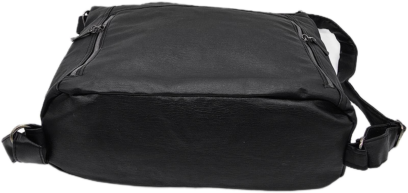 Genetic Manipulation Shinichiro Kuriya Black Faux Leather Shoulder Bag with Front Zipper Pockets Size ONE SIZE - 9 Thumbnail