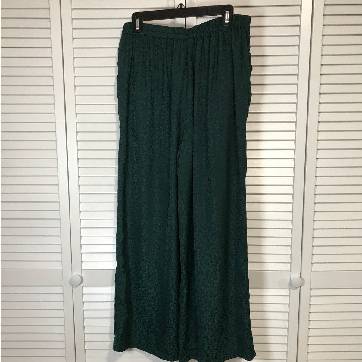 Other Skies Are Blue Retro Emerald Satin Finish Wide Leg Pants L Size 36" / US 14 / IT 50 - 2 Thumbnail