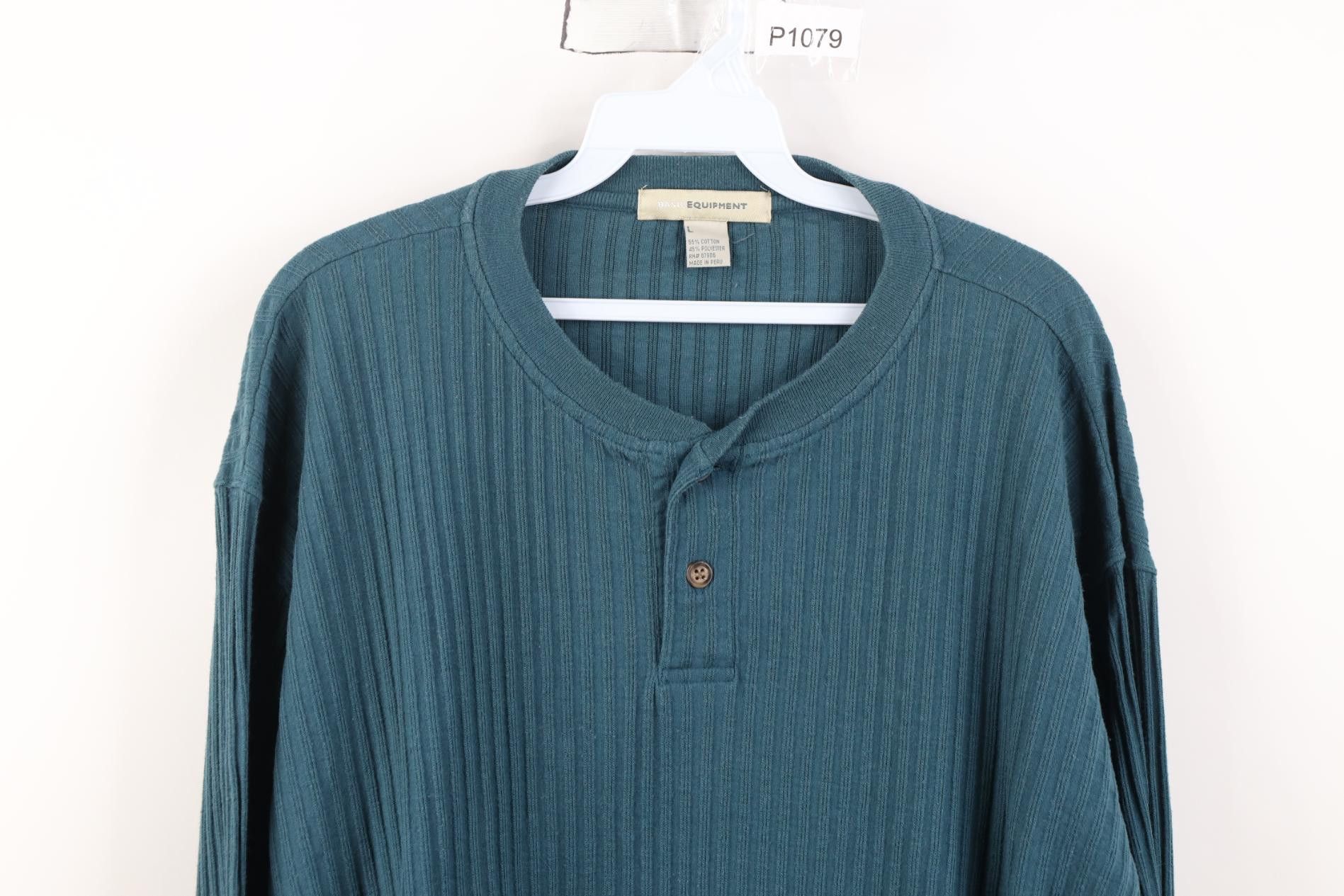 Vintage Vintage 90s Streetwear Thermal Ribbed Knit Henley T-Shirt Size US L / EU 52-54 / 3 - 2 Thumbnail