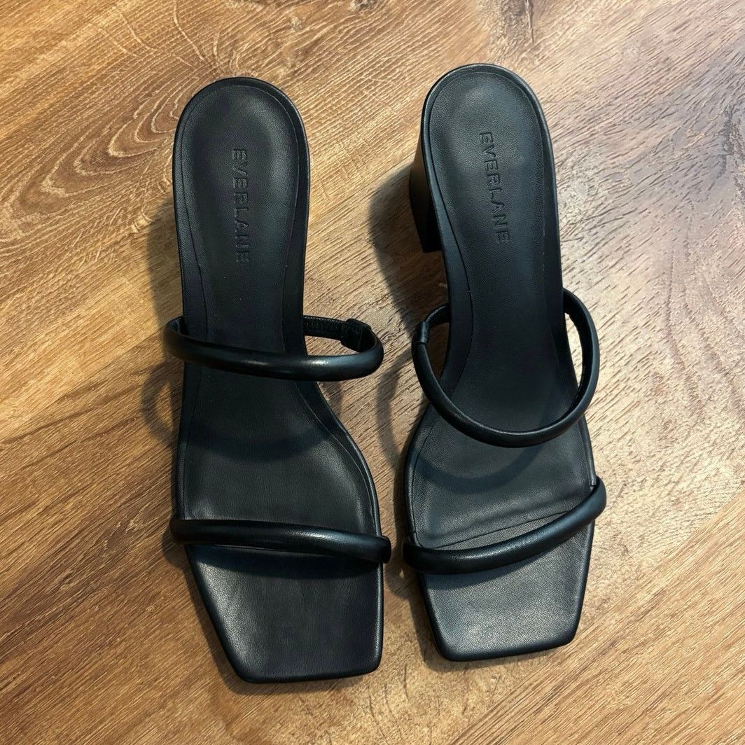 Everlane NEW Everlane The Double Strap Heel In Black Leather Size 8 Size US 8 / IT 38 - 5 Thumbnail