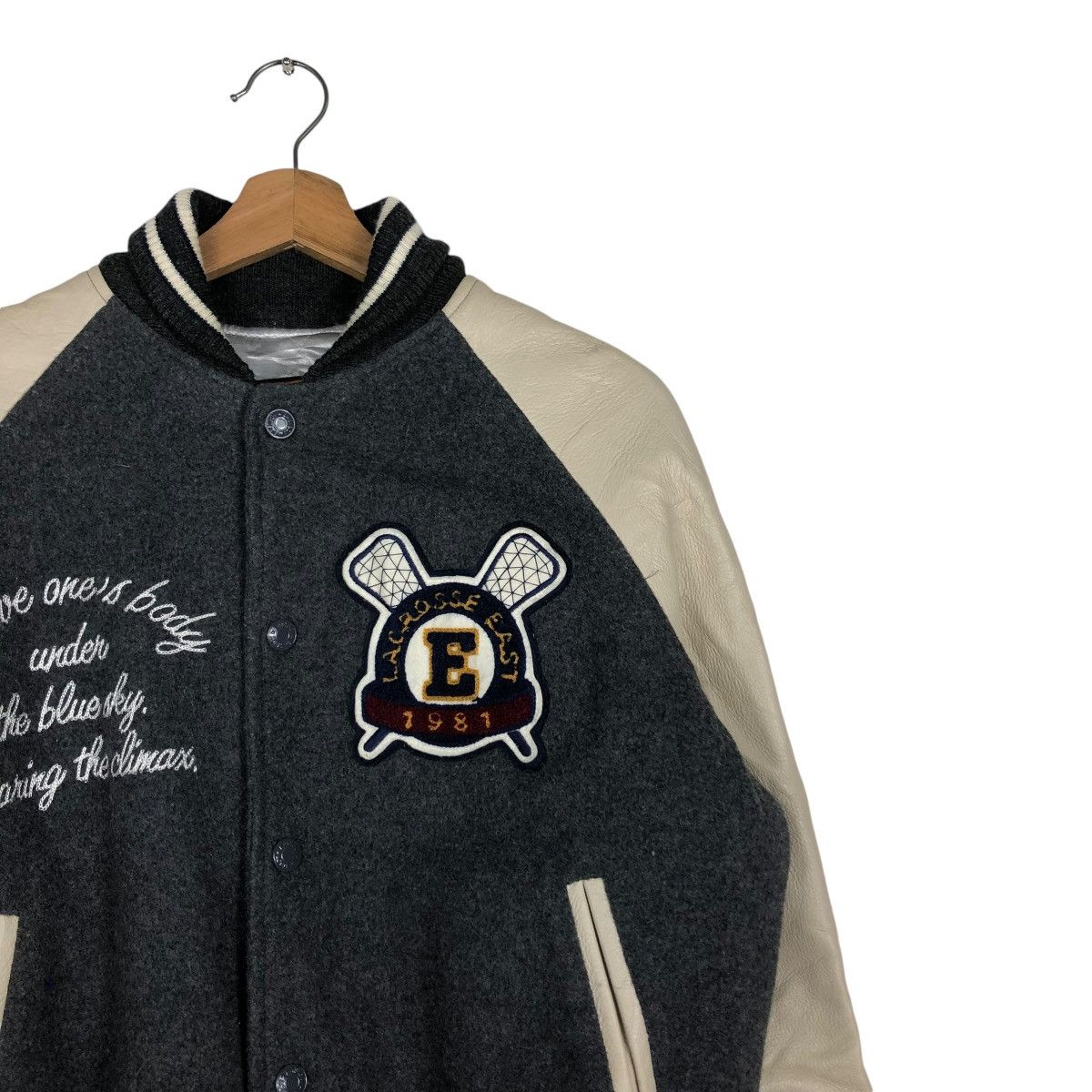 Japanese Brand 🔥VINTAGE VARSITY JUMPER LEATHER JACKET EAST BOY BIG LOGO Size US M / EU 48-50 / 2 - 8 Thumbnail