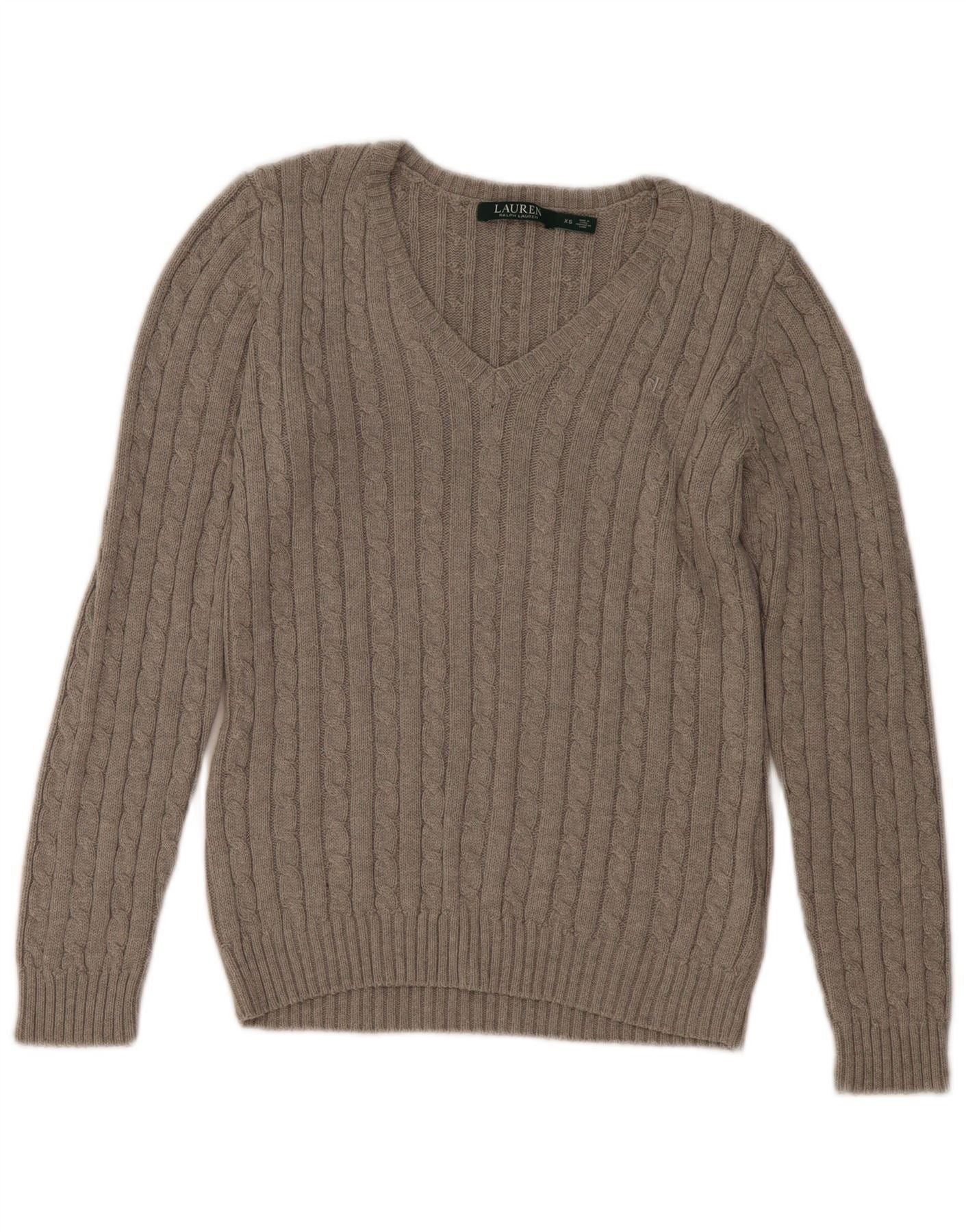 Ralph Lauren Womens Overd V-Neck Jumper Sweater UK 6 XS Grey Cotton Size S / US 4 / IT 40 - 1 Thumbnail