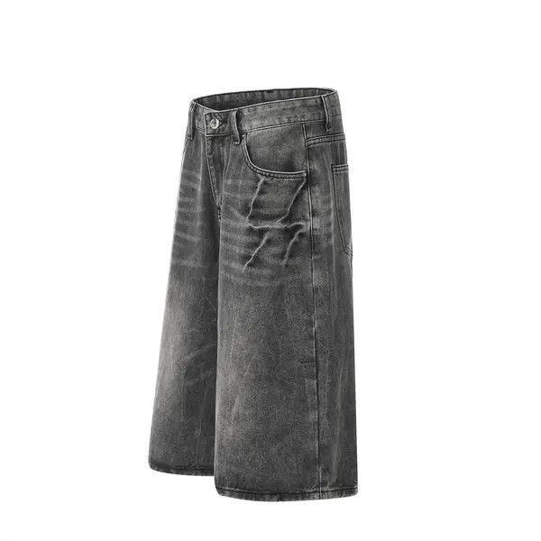 VIBE Punk distressed washed men's loose wide-leg denim shorts Size US 32 / EU 48 - 2 Thumbnail