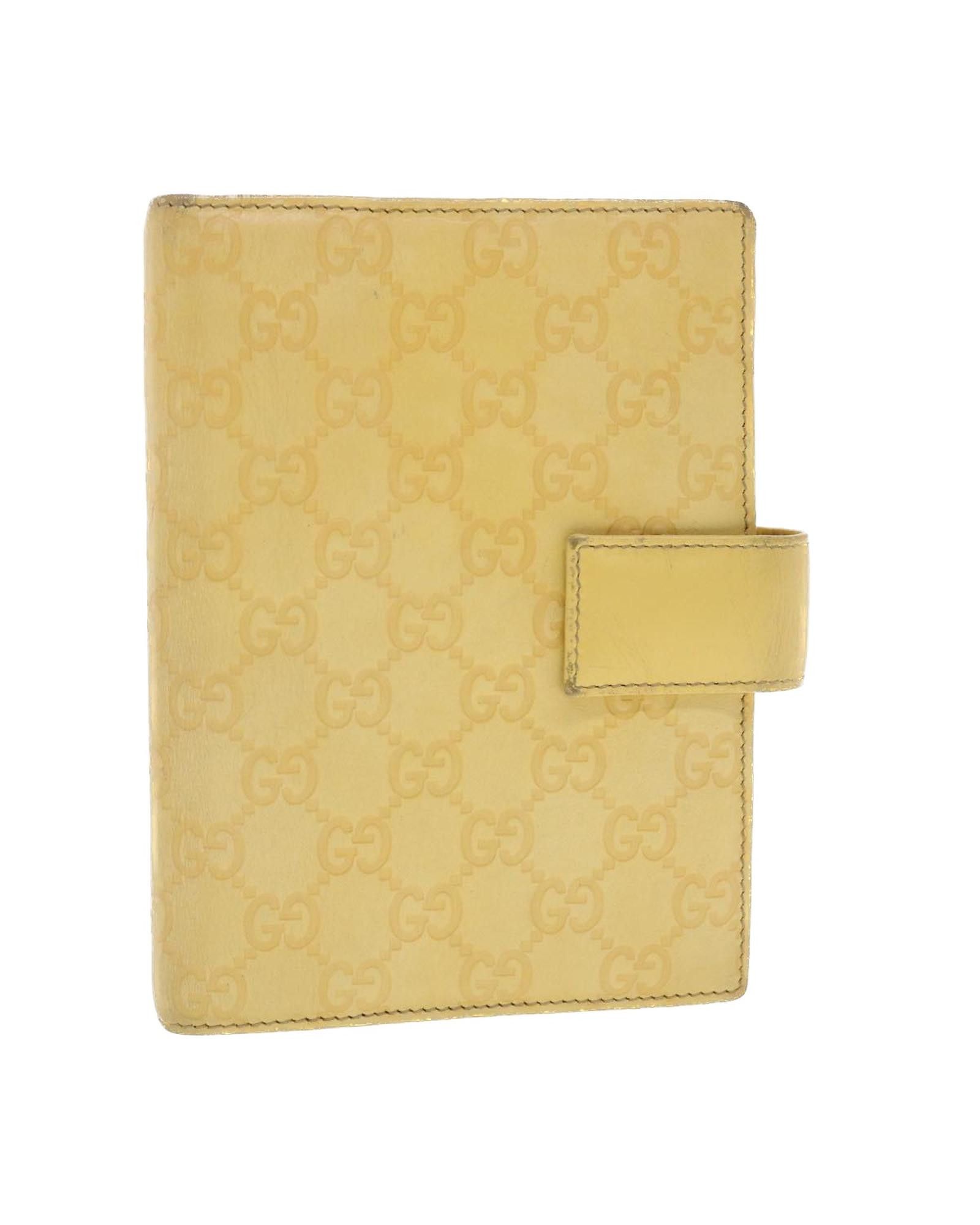 image of Gucci Shima GG Day Planner Cover Leather in Yellow, Women's