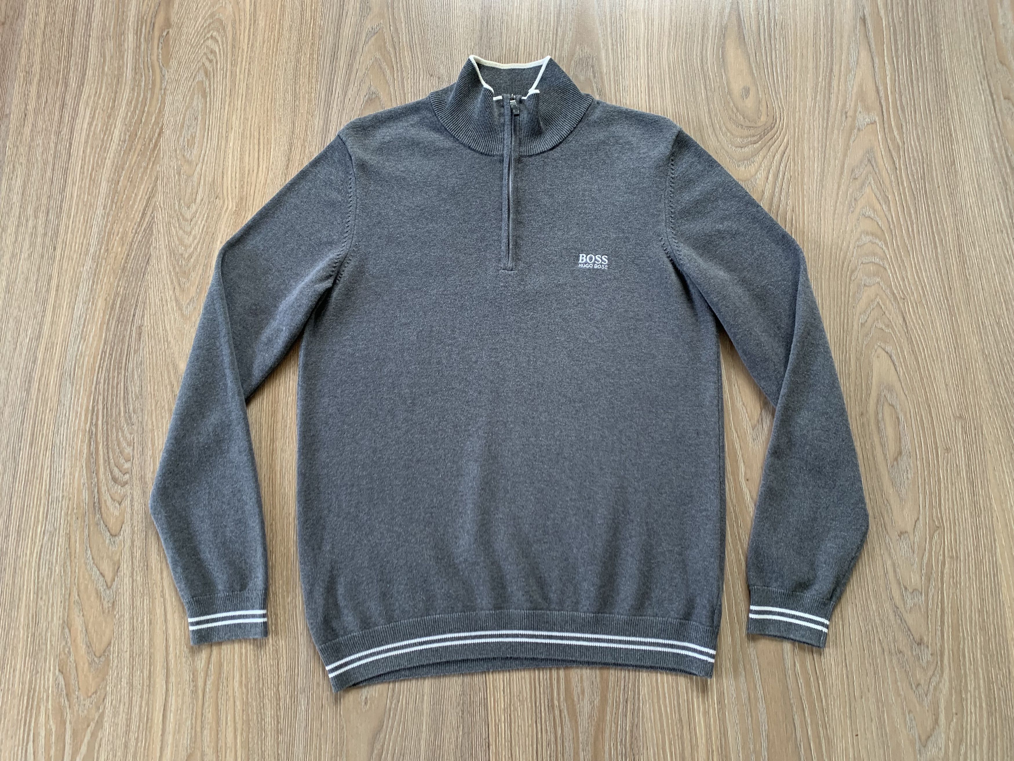 Hugo Boss Hugo Boss Quarter Zip Grey Sweater Size US M / EU 48-50 / 2 - 2 Thumbnail