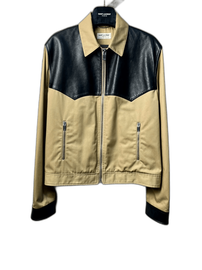 Saint Laurent Khaki Lambskin Panel Jacket-2507