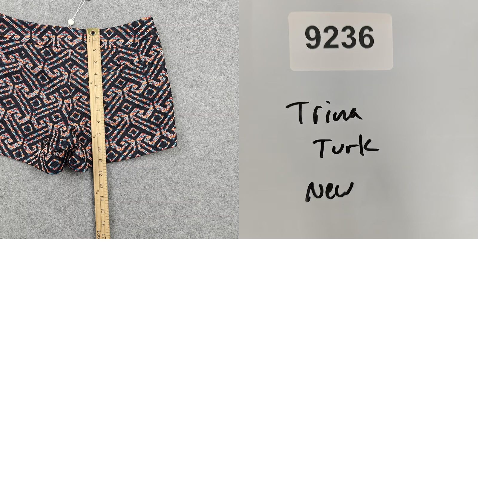 Trina Turk Trina Turk Shorts Womens 00 Blue Geometric Jacquard Chino Dressy Summer Zip Size 24" / US 00 / IT 34 - 8 Thumbnail