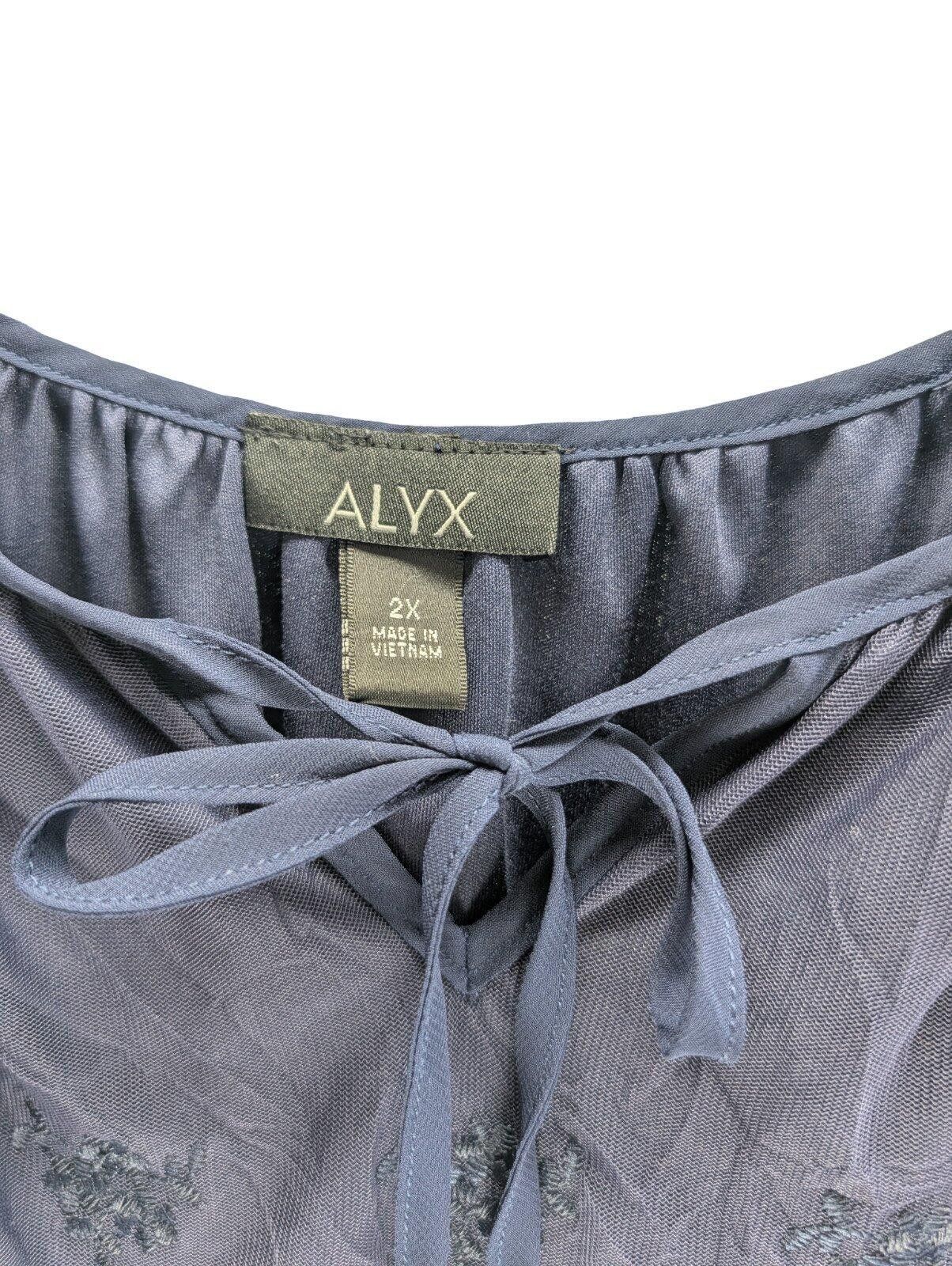 Alyx Alyx Women’s Blouse 2X Navy Sheer Lace Tunic Embroidered Size XXL / US 16-18 / IT 52-54 - 5 Thumbnail