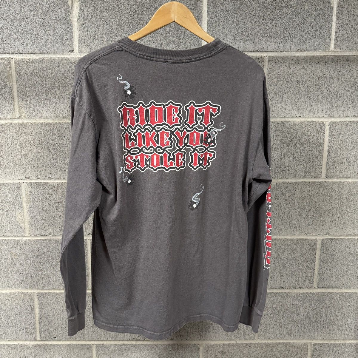 Vintage Faded Biker Smoke Gun Flame Longsleeve Shirt ERD Grunge WCC Size US L / EU 52-54 / 3 - 2 Thumbnail