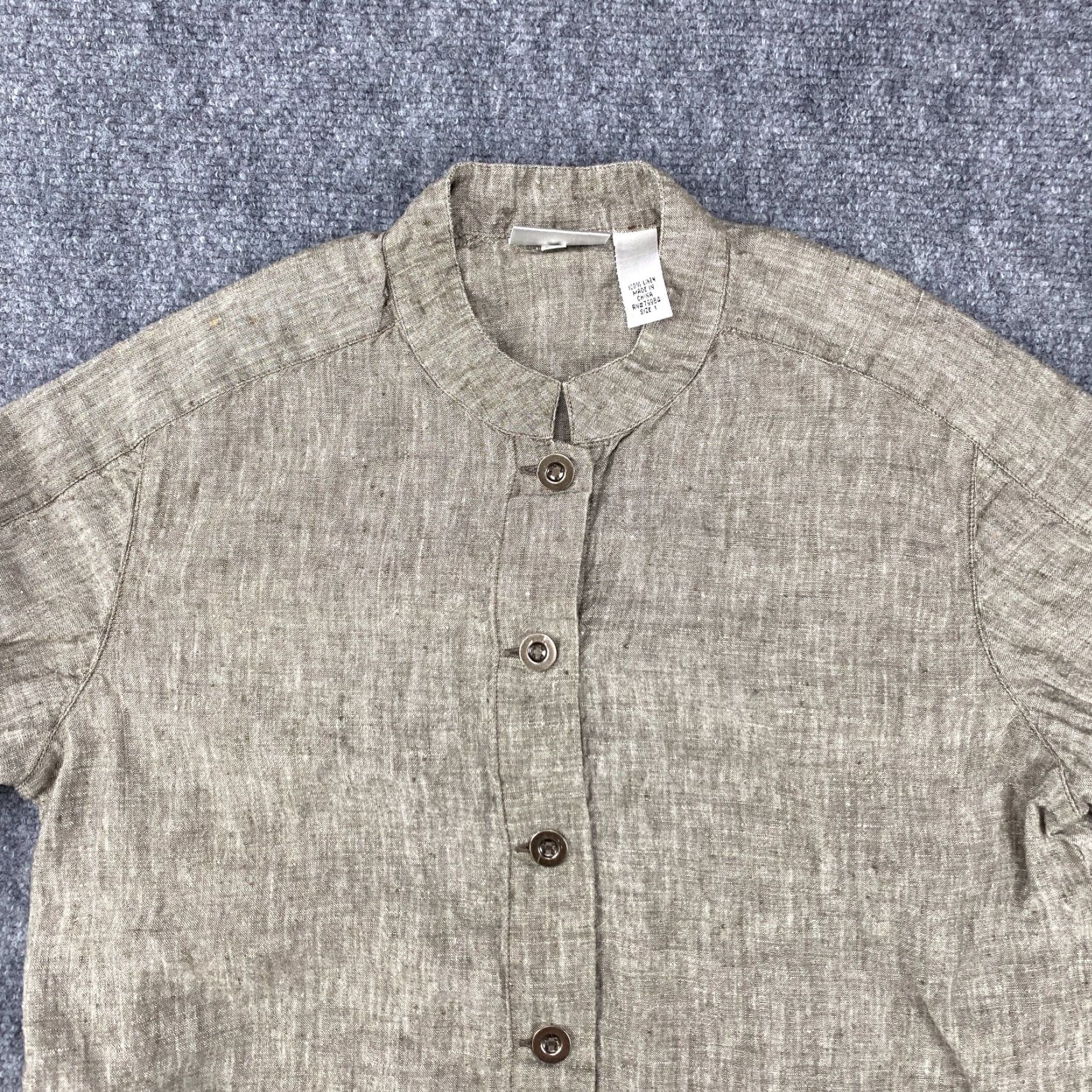 Vintage VINTAGE Chico's Design Linen Blouse Size 1 Womens Beige Button Up Long Sleeve Top Shirt Size XS / US 0-2 / IT 36-38 - 2 Thumbnail