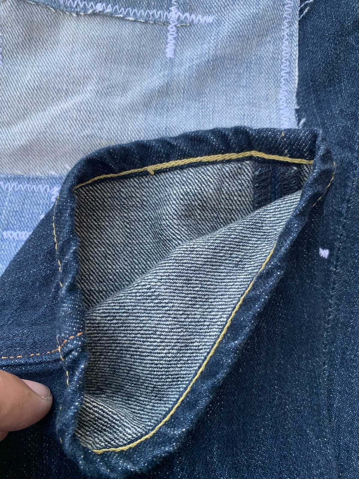 Kapital KAPITAL Indigo Denim Patchwork Kountry Cinch Back Pants Size US 30 / EU 46 - 14 Thumbnail