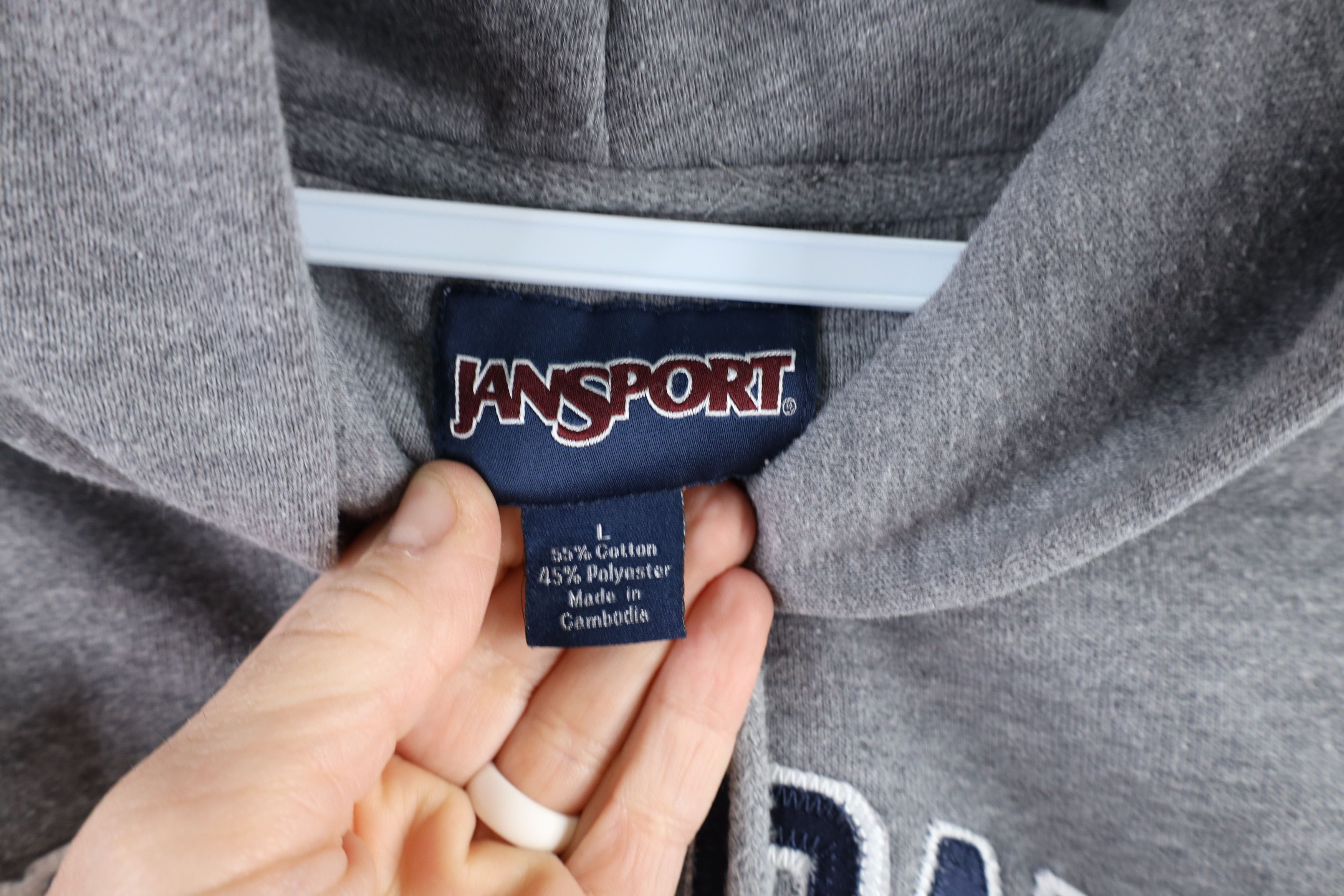 Jansport × Vintage Vintage 90s Spell Out Notre Dame University Hoodie Gray Size US L / EU 52-54 / 3 - 5 Thumbnail