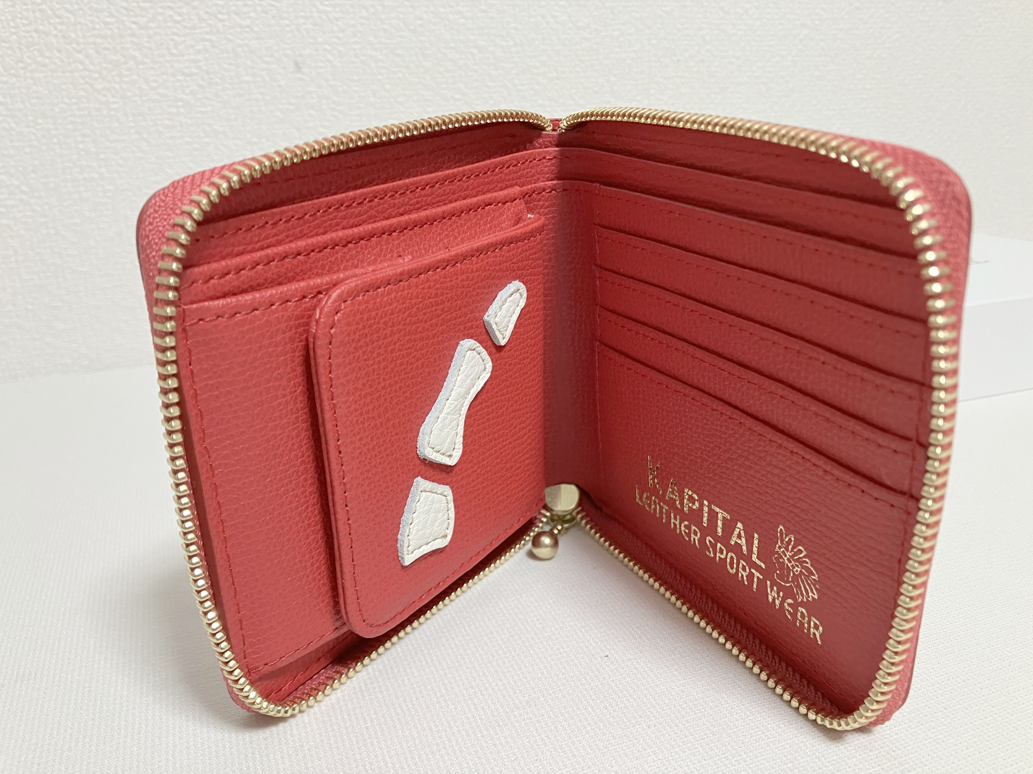 Kapital Kapital THUMBS UP BONE HAND ZIP leather wallet red Size ONE SIZE - 3 Thumbnail