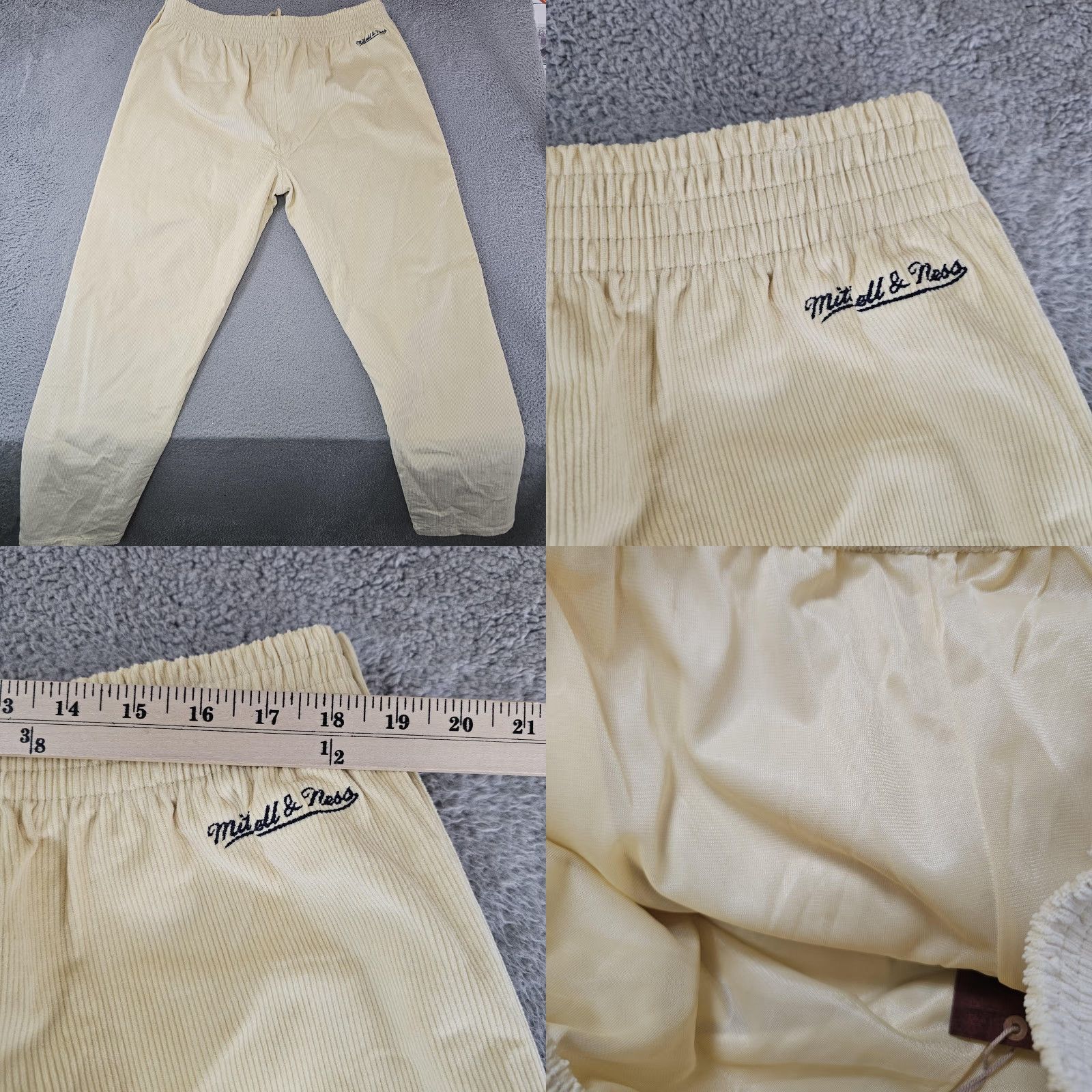 Mitchell & Ness Mitchell & Ness Fred Segal Pants Mens 2XL Cream Corduroy Side Stripe Joggers Size US 39 - 9 Thumbnail