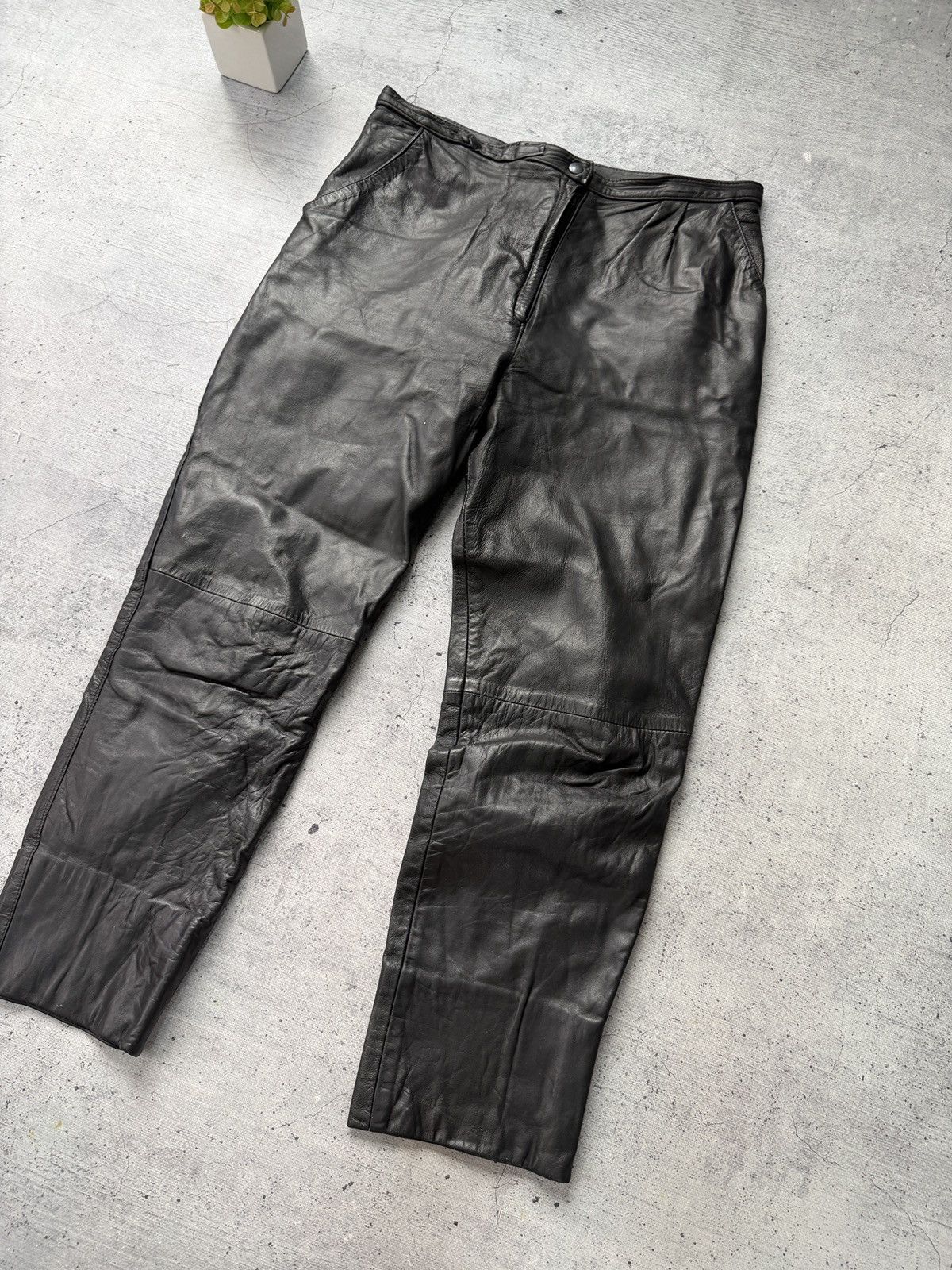 Leather Vintage 1990s Leather Black Riding Chap Pants Emo Pants Size US 35 - 2 Thumbnail