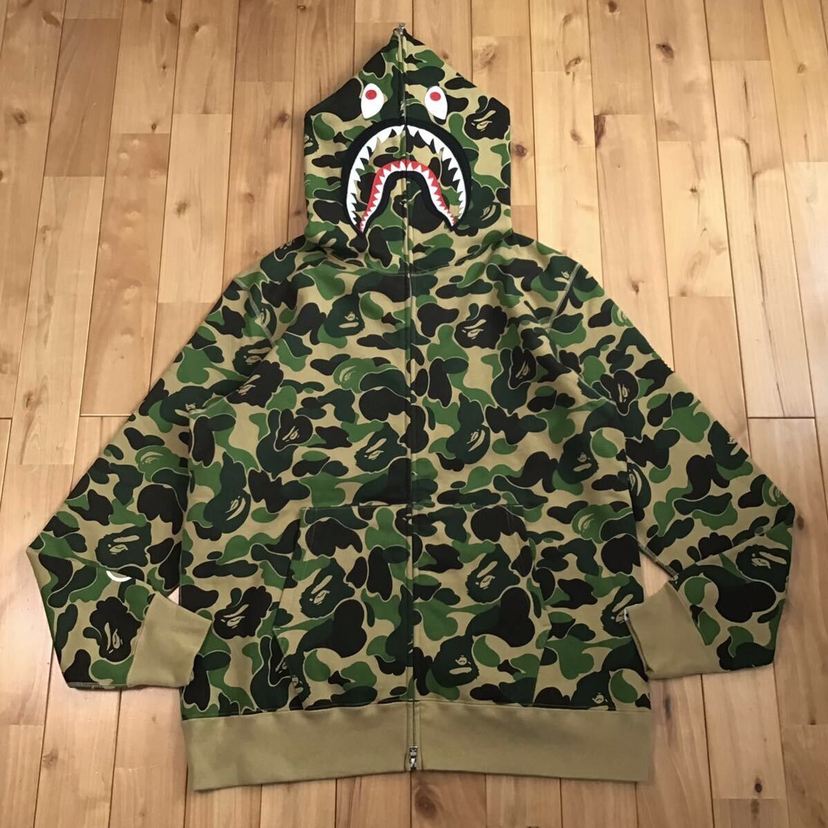 image of 2Xl Bape Abc Camo Green Shark Full Zip Hoodie Ape in Green Camo, Men's