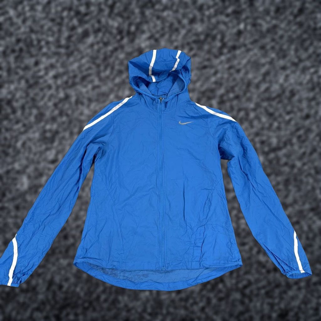 Nike Nike Jacket Womens Small Blue Hooded Full Zip Running Windbreaker Reflective Size S / US 4 / IT 40 - 1 Thumbnail