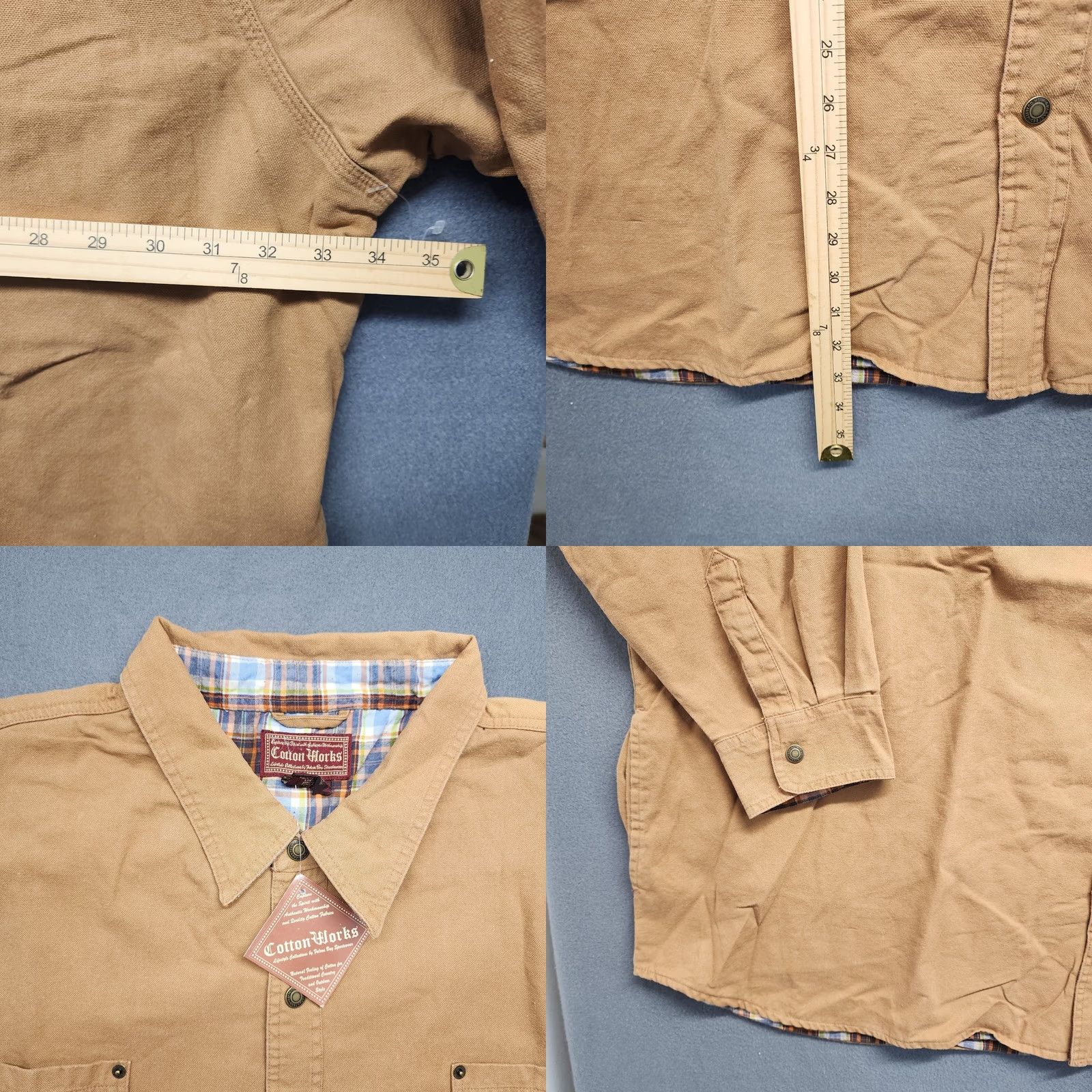 Vintage VINTAGE Cotton Works Shirt Shacket 4X Tan Snap Pockets Lightweight Flannel Lined NEW Men Long Sleeve Button-Up Collared Snap Closure Boys? Size US XXL / EU 58 / 5 - 8 Thumbnail