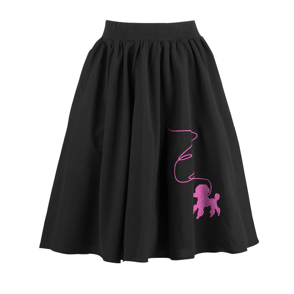 Other Black 50's Poodle Embroidery Swing Skirt with Pockets Size 32" / US 10 / IT 46 - 1 Thumbnail