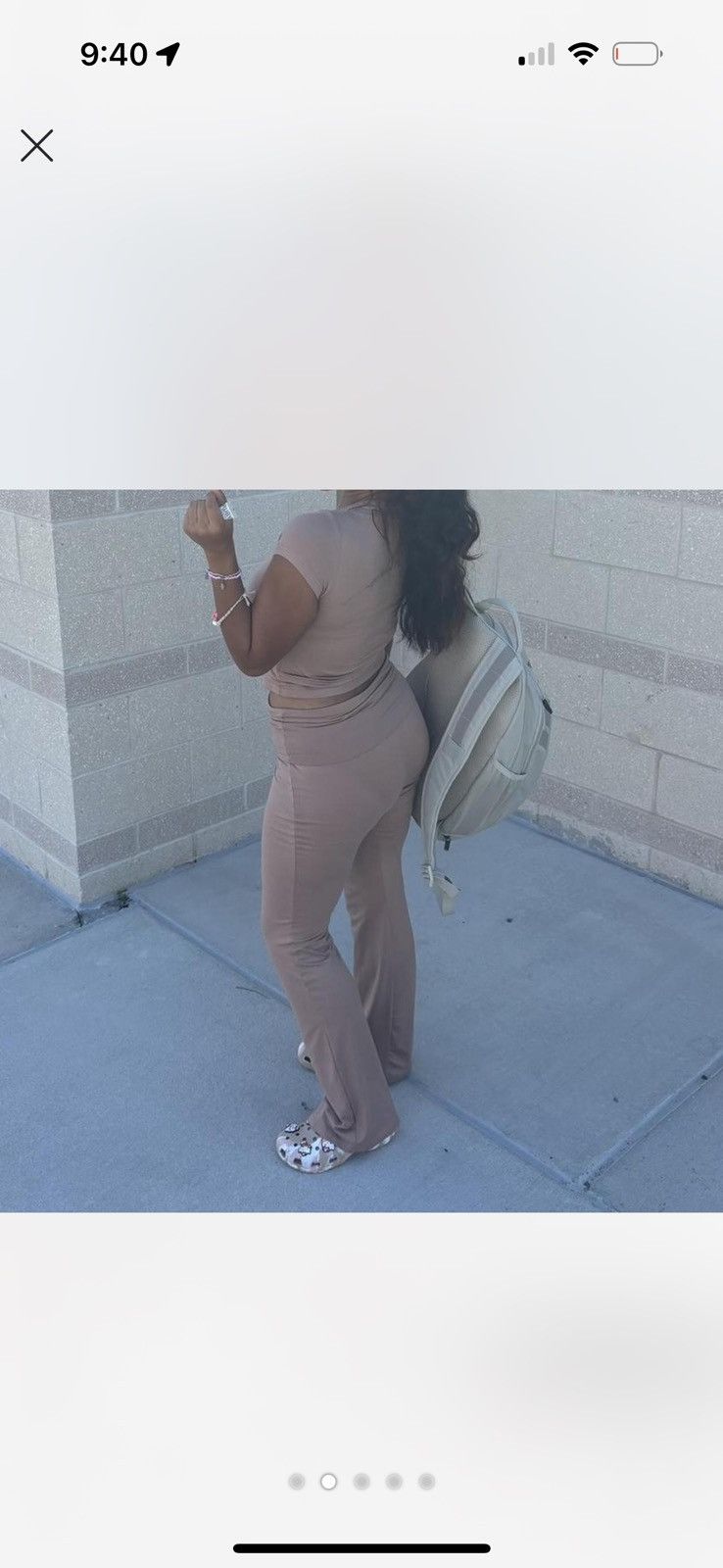 Other TikTok Shop Tan Cream 2-Piece Tracksuit Flared Pants & Crop Size M / US 6-8 / IT 42-44 - 2 Thumbnail