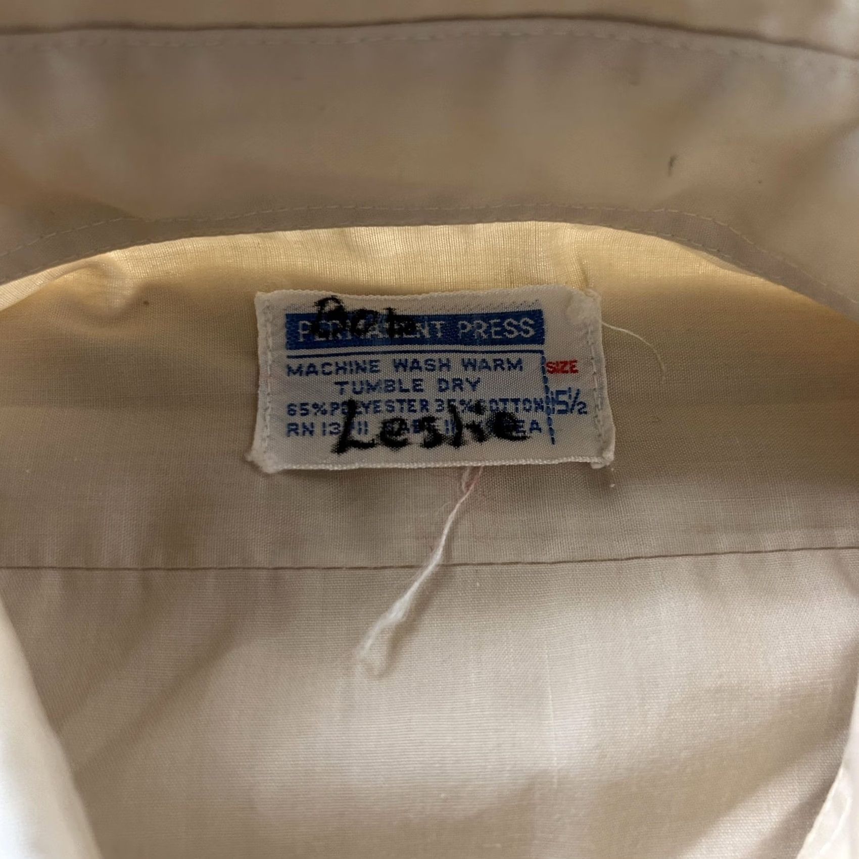Vintage VINTAGE Permanent Press Dress Shirt Mens 15.5 Beige Short Sleeve USA Size 42R - 2 Thumbnail