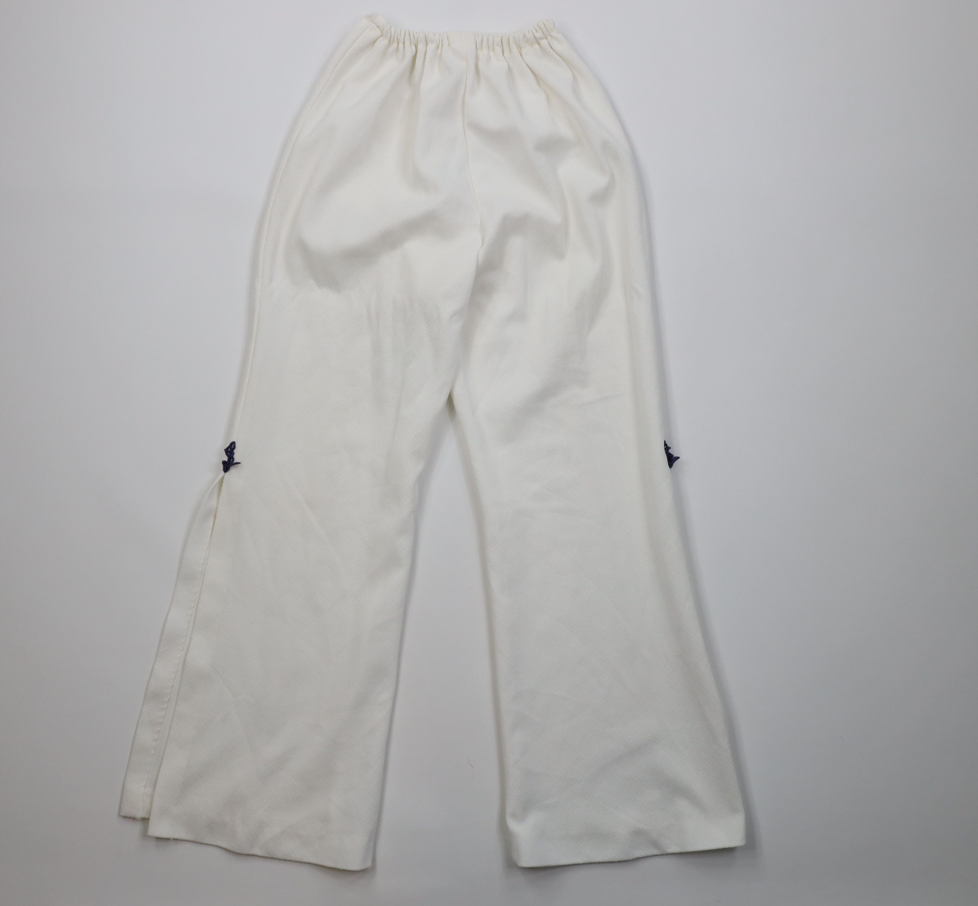 Vintage Vintage 70s Anchor Patch Knit Bell Bottoms Pants White USA Size 22" - 1 Thumbnail
