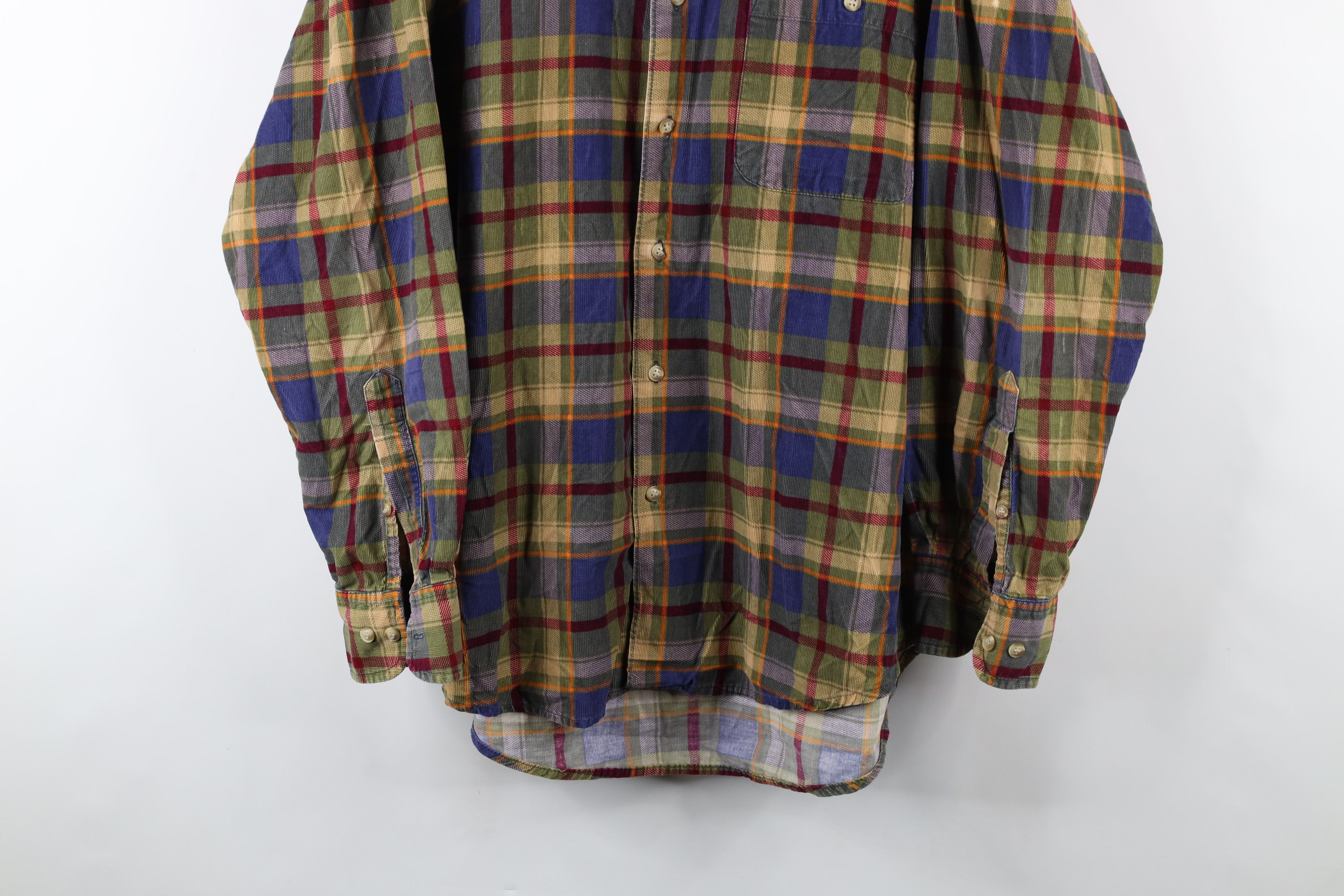 Vintage Vintage 90s Streetwear Plaid Corduroy Button Down Shirt Size US L / EU 52-54 / 3 - 3 Thumbnail