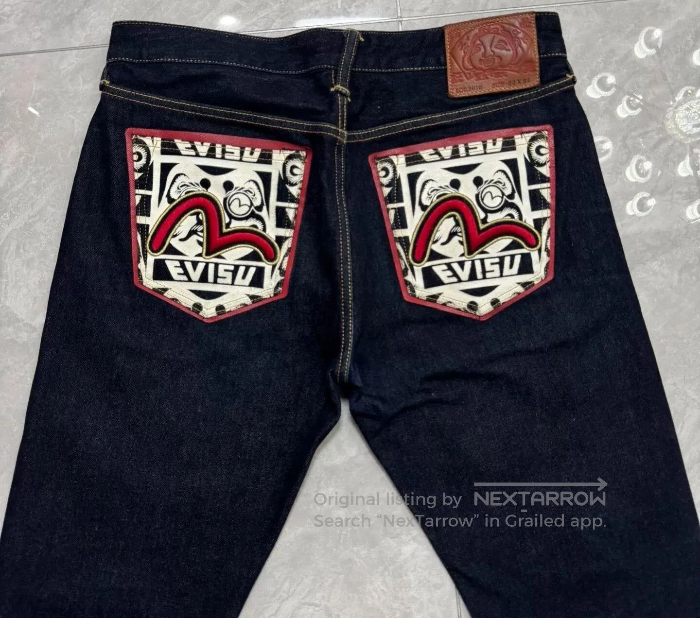 Evisu Evisu White Daruma Embroidered Jeans. Size US 33 - 4 Thumbnail