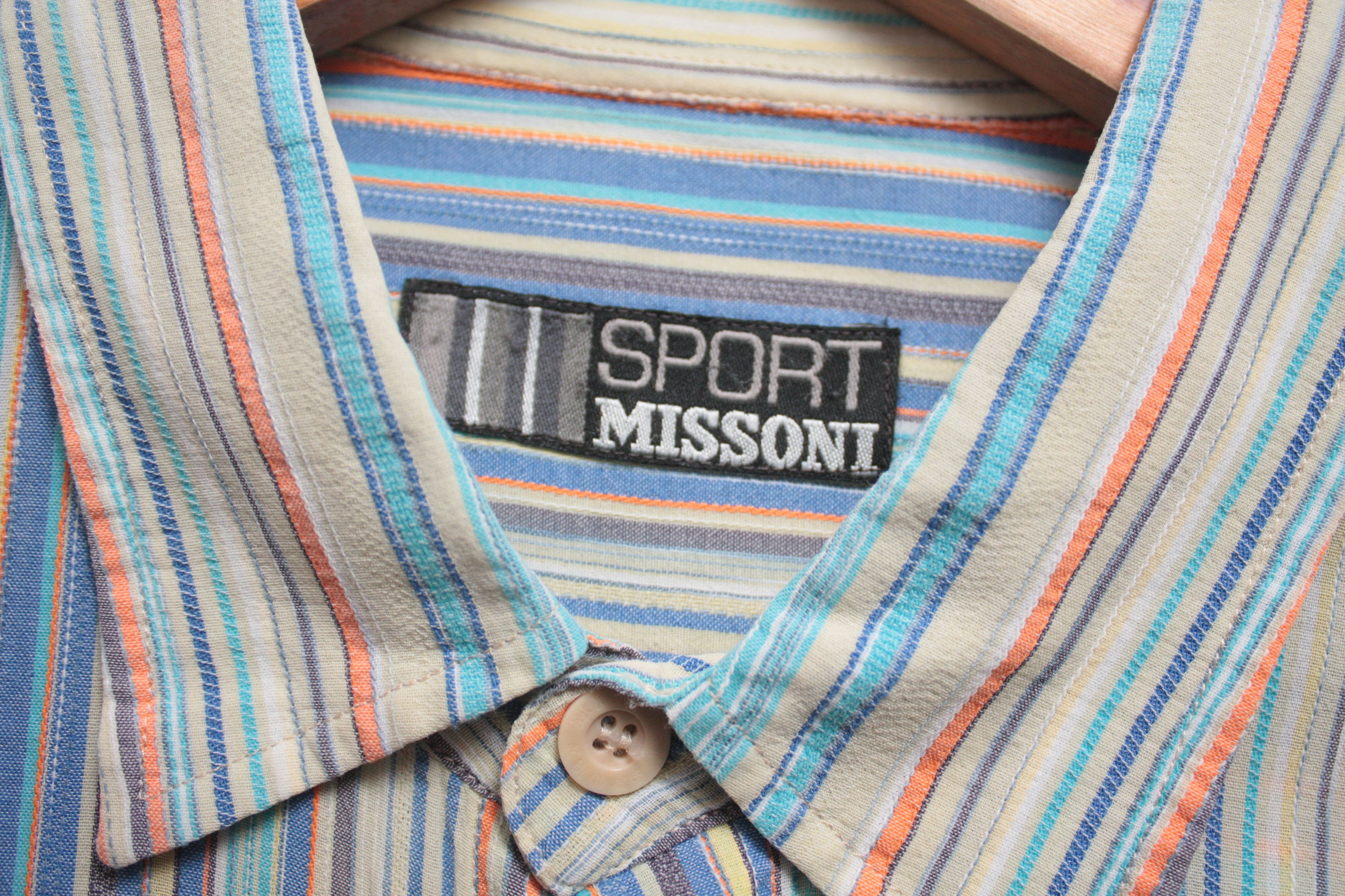 Missoni Missoni Sport Striped Blue Short Sleeve Shirt Men's 50 Size US M / EU 48-50 / 2 - 5 Thumbnail