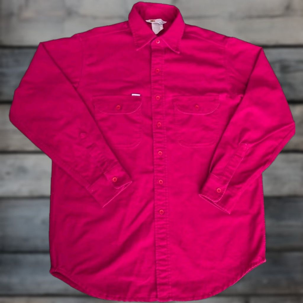 VINTAGE Carhartt Rugged Work Shirt Red Heavyweight Canvas Button-Up L Mens 46