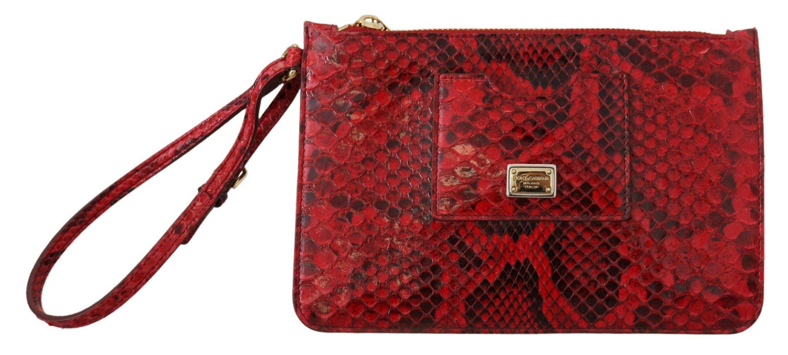 Elegant Red Leather Ayers Snake Women's Clutch
