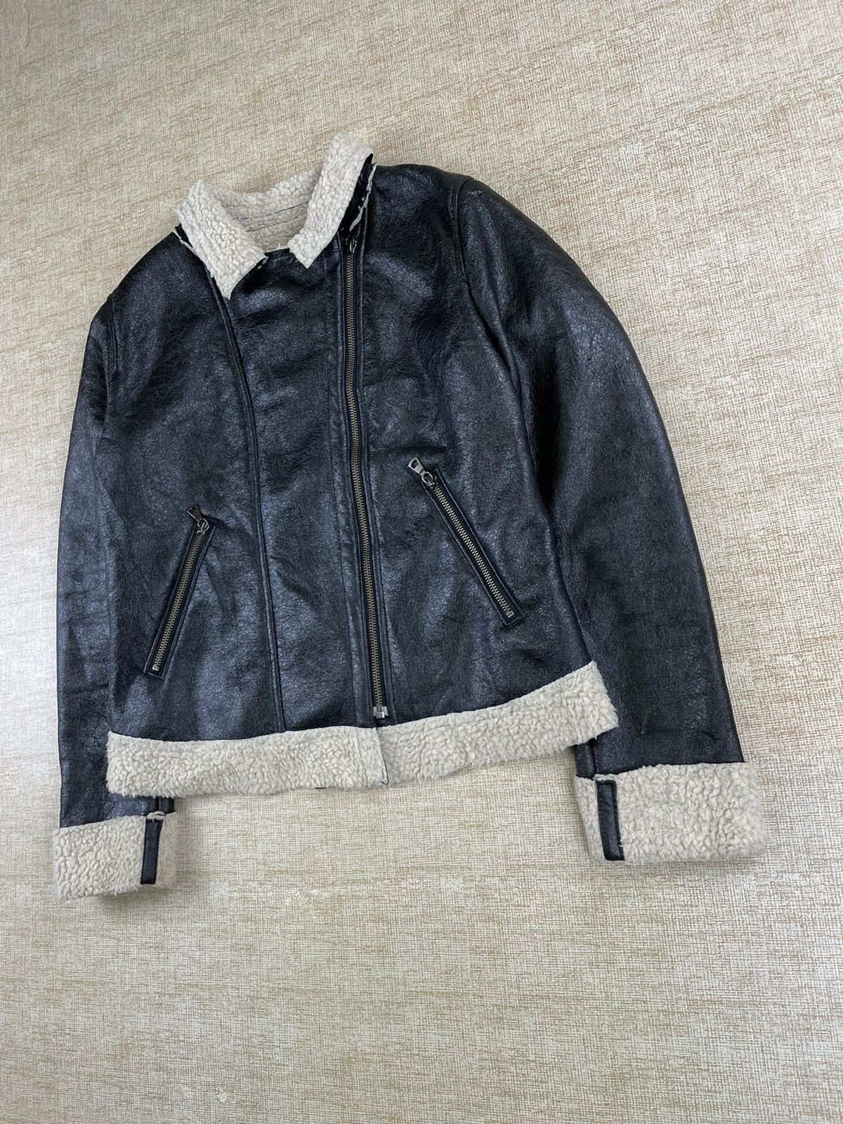 NEO LEATHER VINTAGE Lined Sherpa Leather Jacket