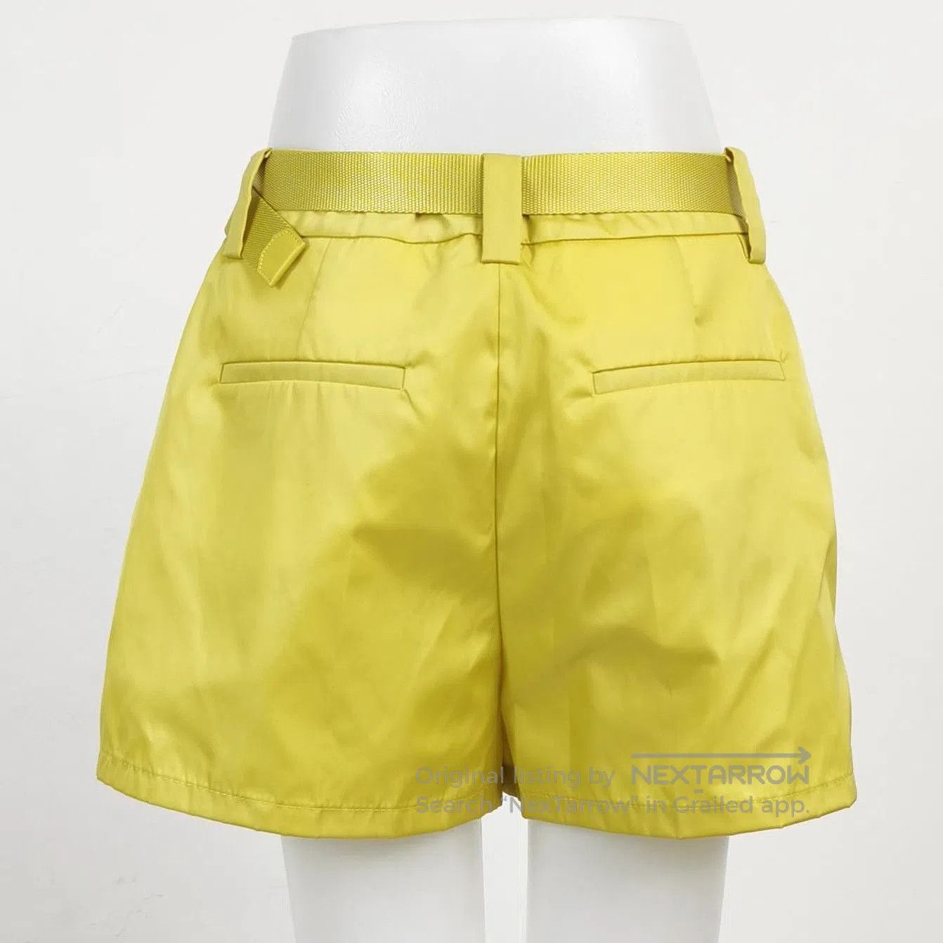 Prada Prada Yellow Belted Shorts with Logo Pouch . Size 37" - 2 Thumbnail